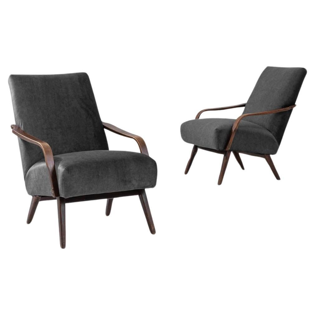 1960s Czech Upholstered Armchairs By TON, a Pair For Sale