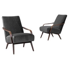 Retro 1960s Czech Upholstered Armchairs By TON, a Pair