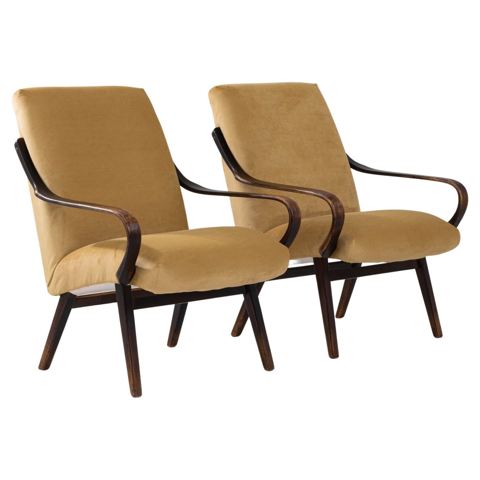 1960s Czech Upholstered Armchairs By TON, a Pair For Sale