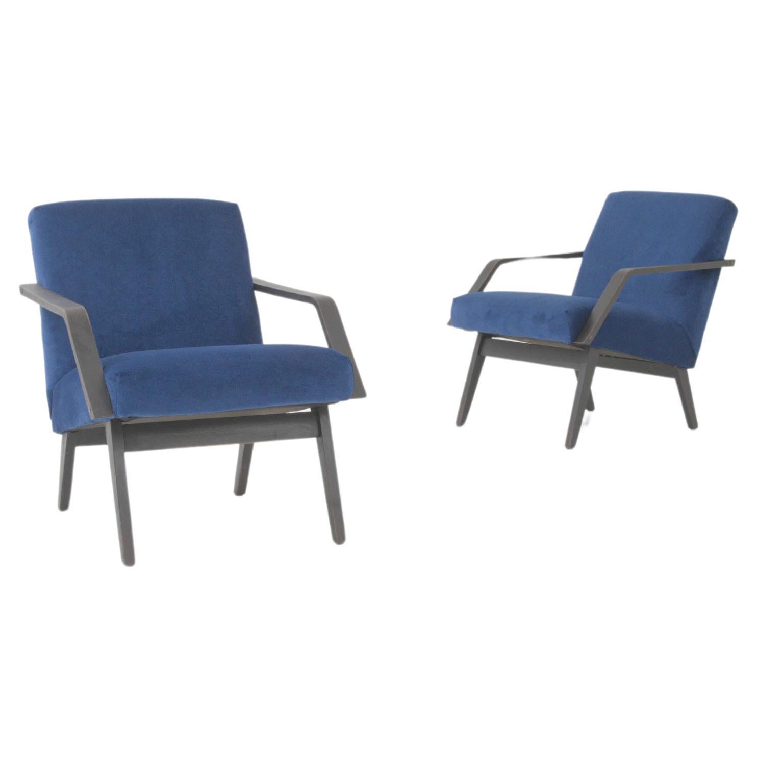 1960s Czech Upholstered Armchairs by TON, a Pair