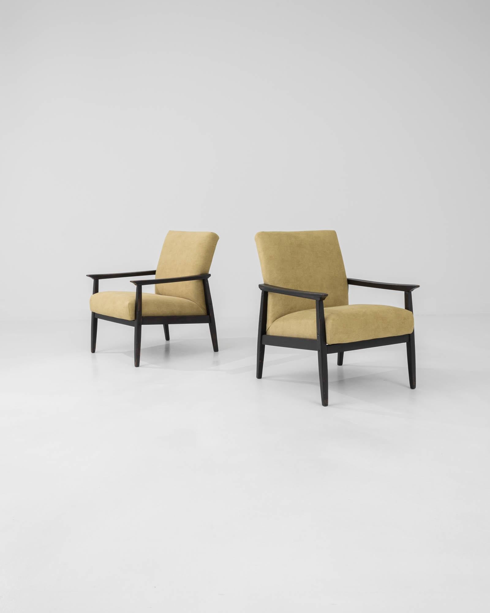 Mid-Century Modern 1960s, Czech Upholstered Armchairs, Set of 2 For Sale