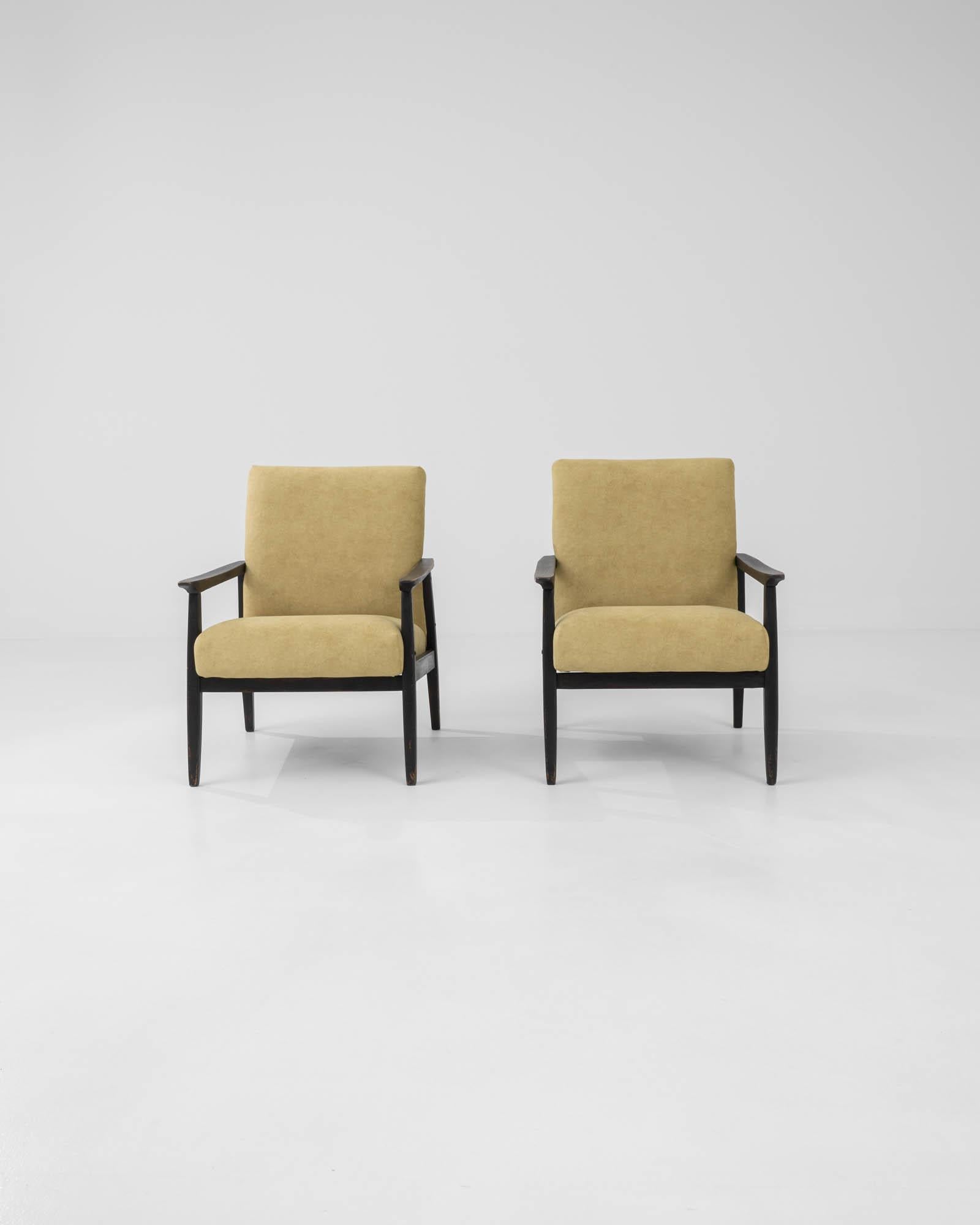 Upholstery 1960s, Czech Upholstered Armchairs, Set of 2 For Sale