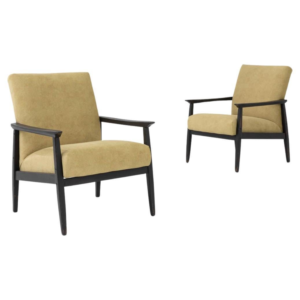 1960s, Czech Upholstered Armchairs, Set of 2