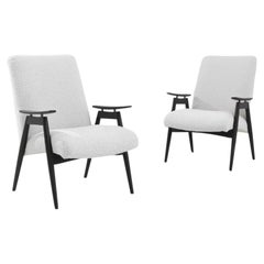 1960s Czech Upholstered Armchairs with Black Wood Frame, Mid-Century