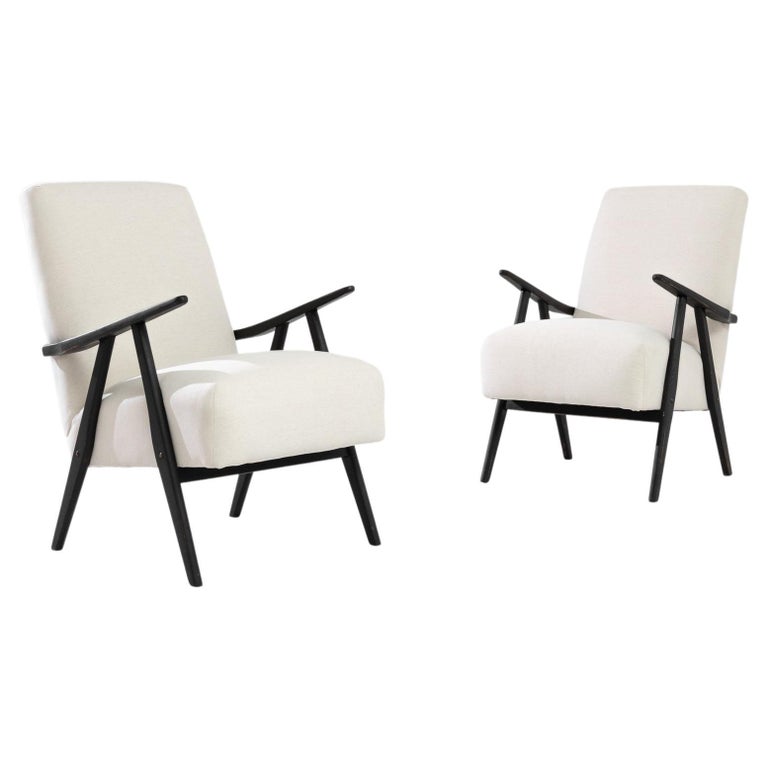 1960s Czech Upholstered Wooden Armchairs For Sale at 1stDibs