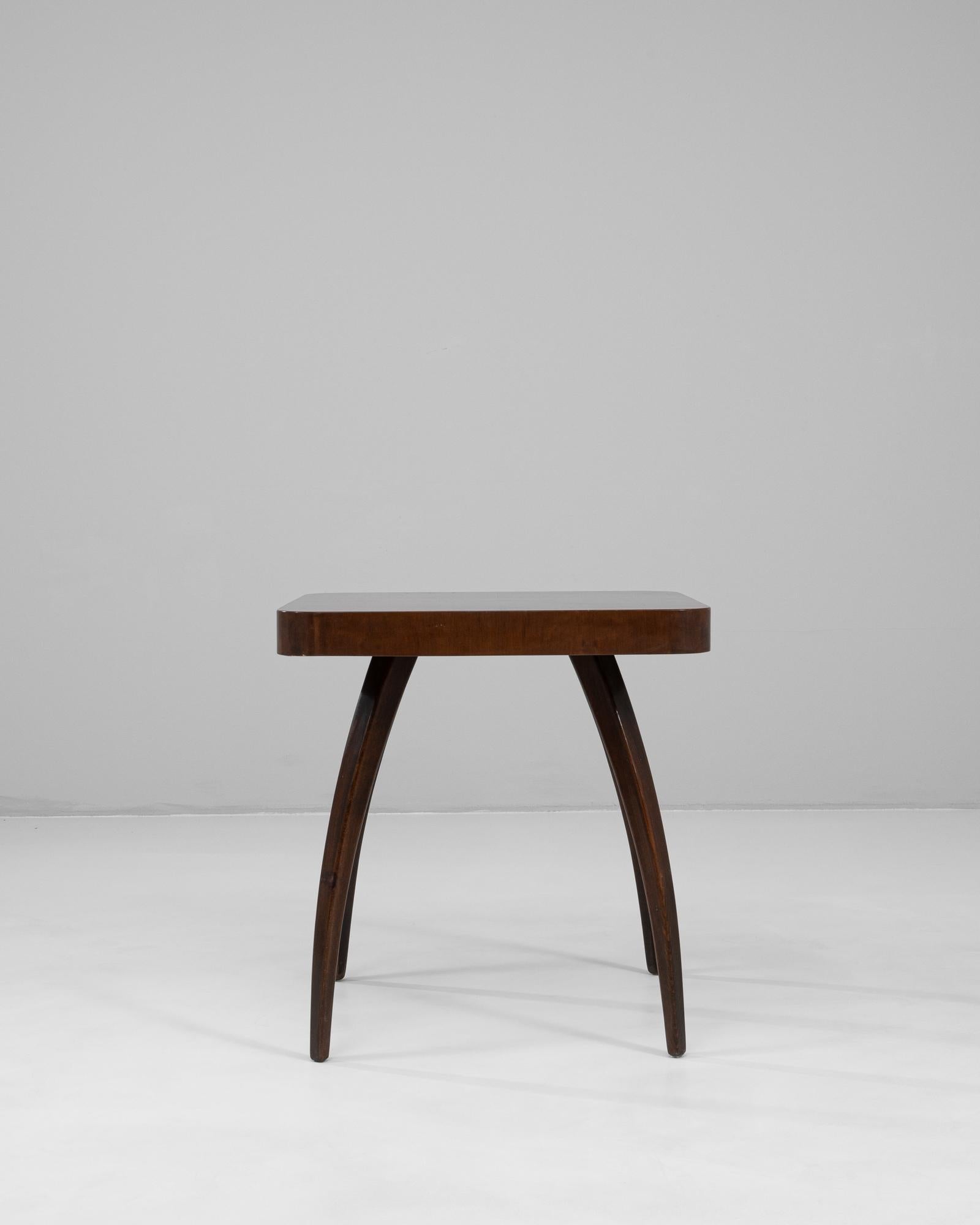 1960s Czech Walnut Spider Table By J. Halabala In Good Condition For Sale In High Point, NC
