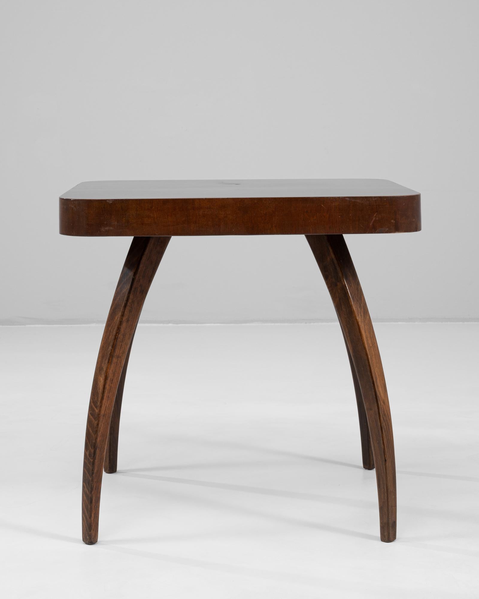 1960s Czech Walnut Spider Table By J. Halabala In Good Condition For Sale In High Point, NC