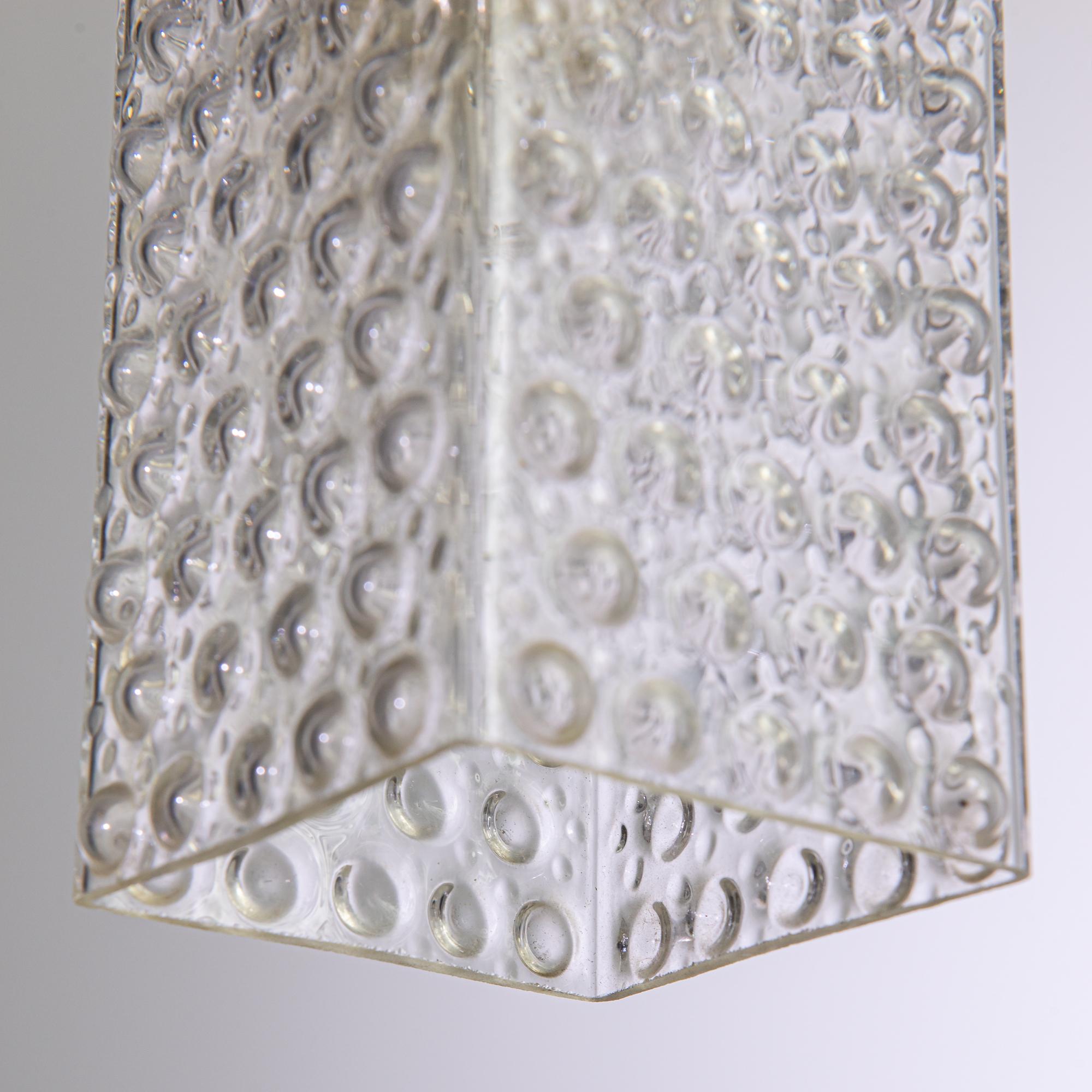 1960s Czech White Brass and Glass Pendant Lamp For Sale 2