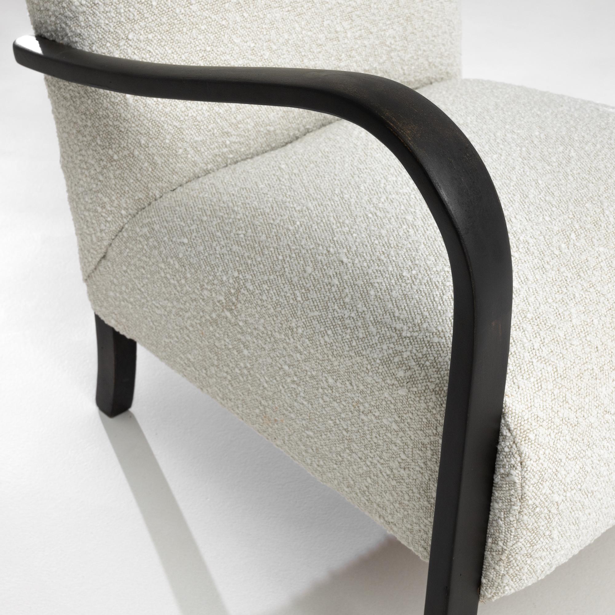 Upholstery 1960s Czech Wooden Armchair by J. Halabala For Sale