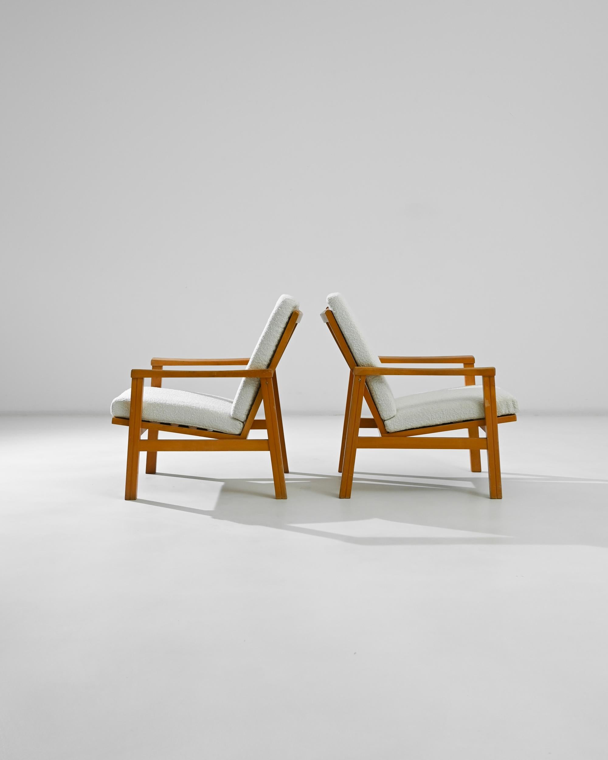Mid-Century Modern 1960s Czech Wooden Armchairs, a Pair