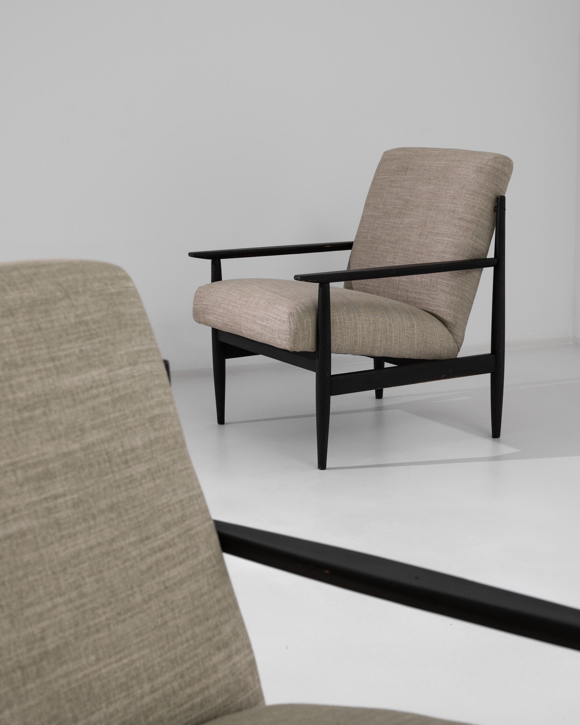 Mid-Century Modern 1960s Czech Wooden Armchairs, a Pair For Sale