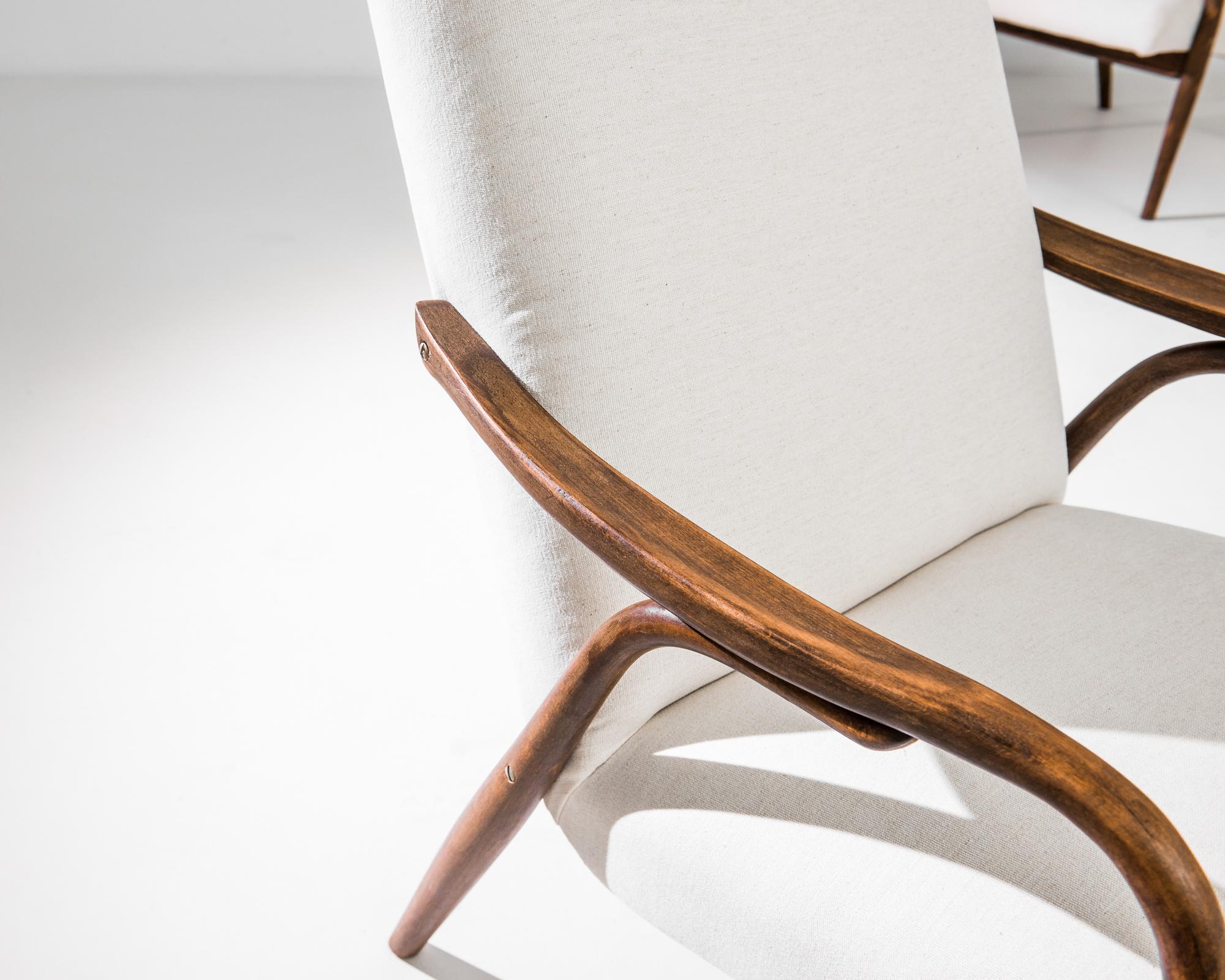 1960s Czech Wooden Armchairs, a Pair In Good Condition For Sale In High Point, NC