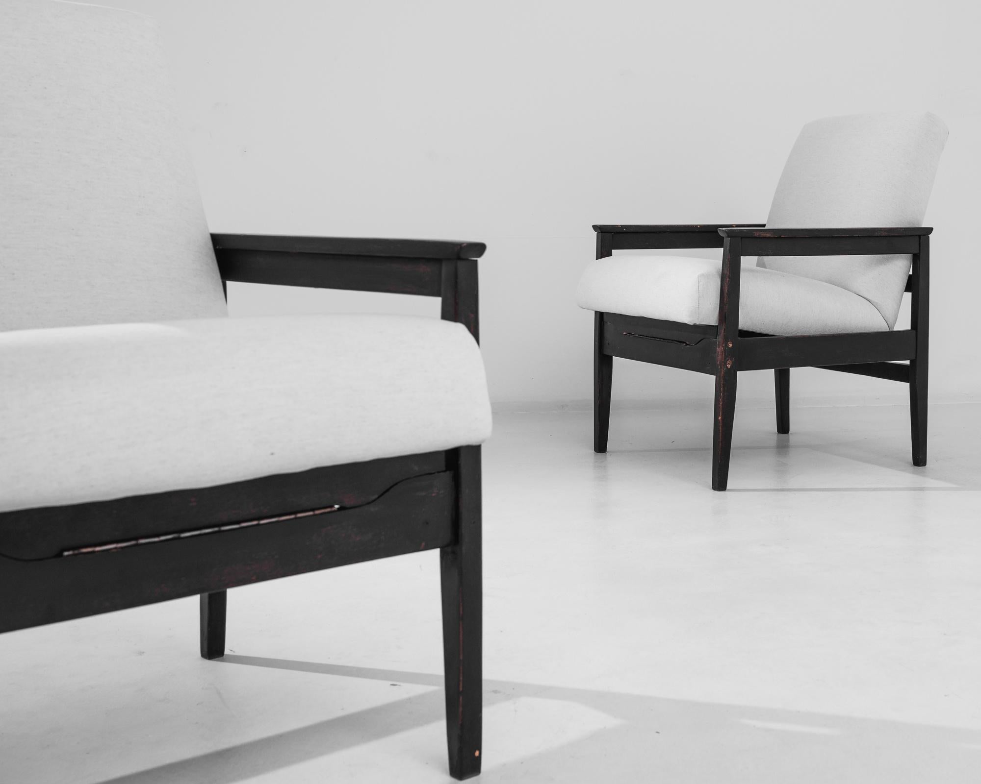 Mid-20th Century 1960s Czech Wooden Armchairs, a Pair For Sale