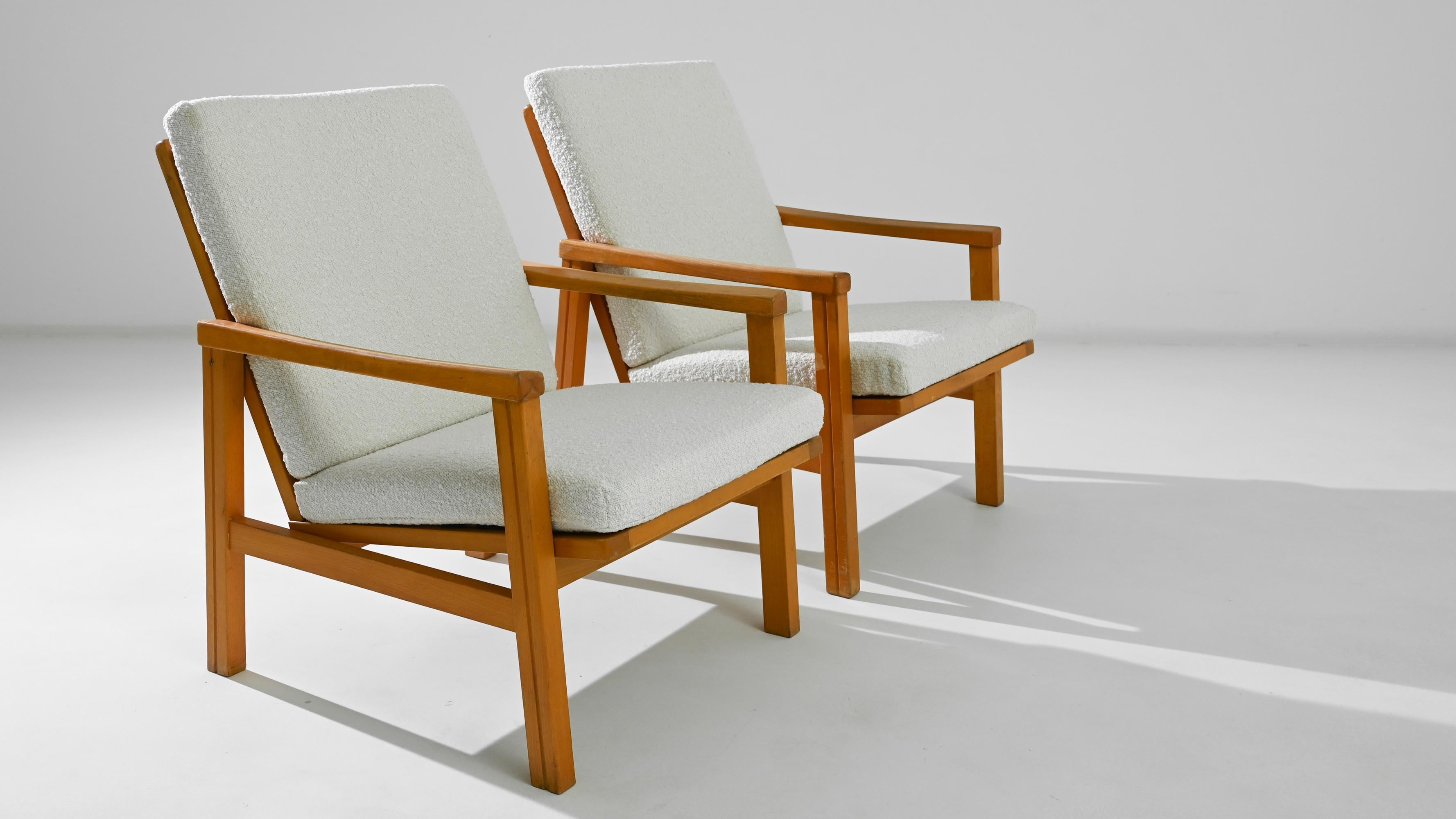 20th Century 1960s Czech Wooden Armchairs, a Pair