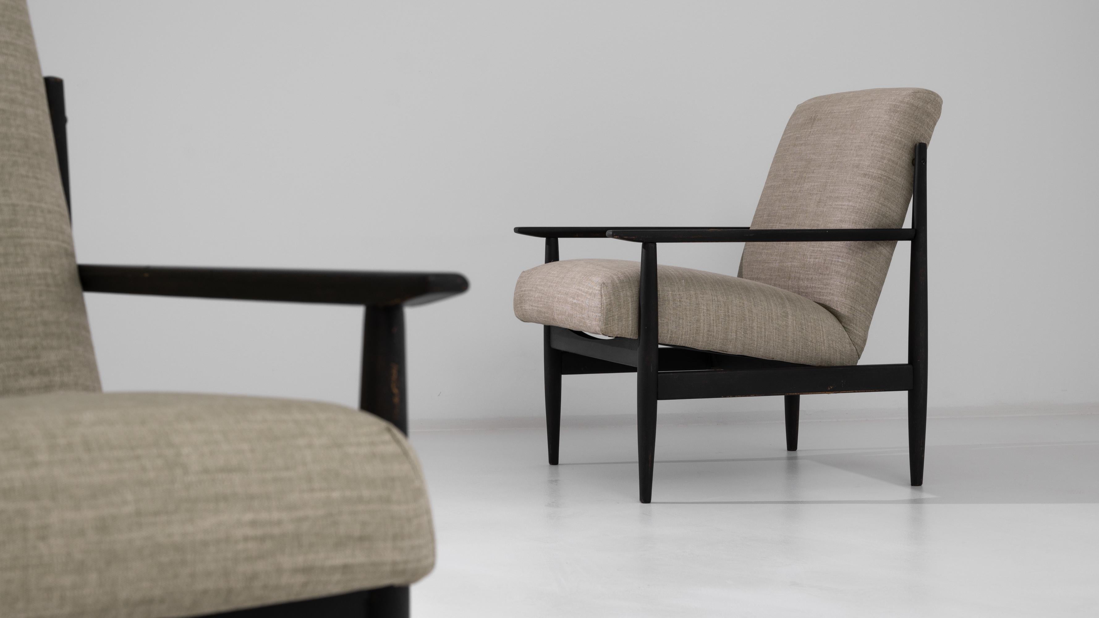 Mid-20th Century 1960s Czech Wooden Armchairs, a Pair For Sale