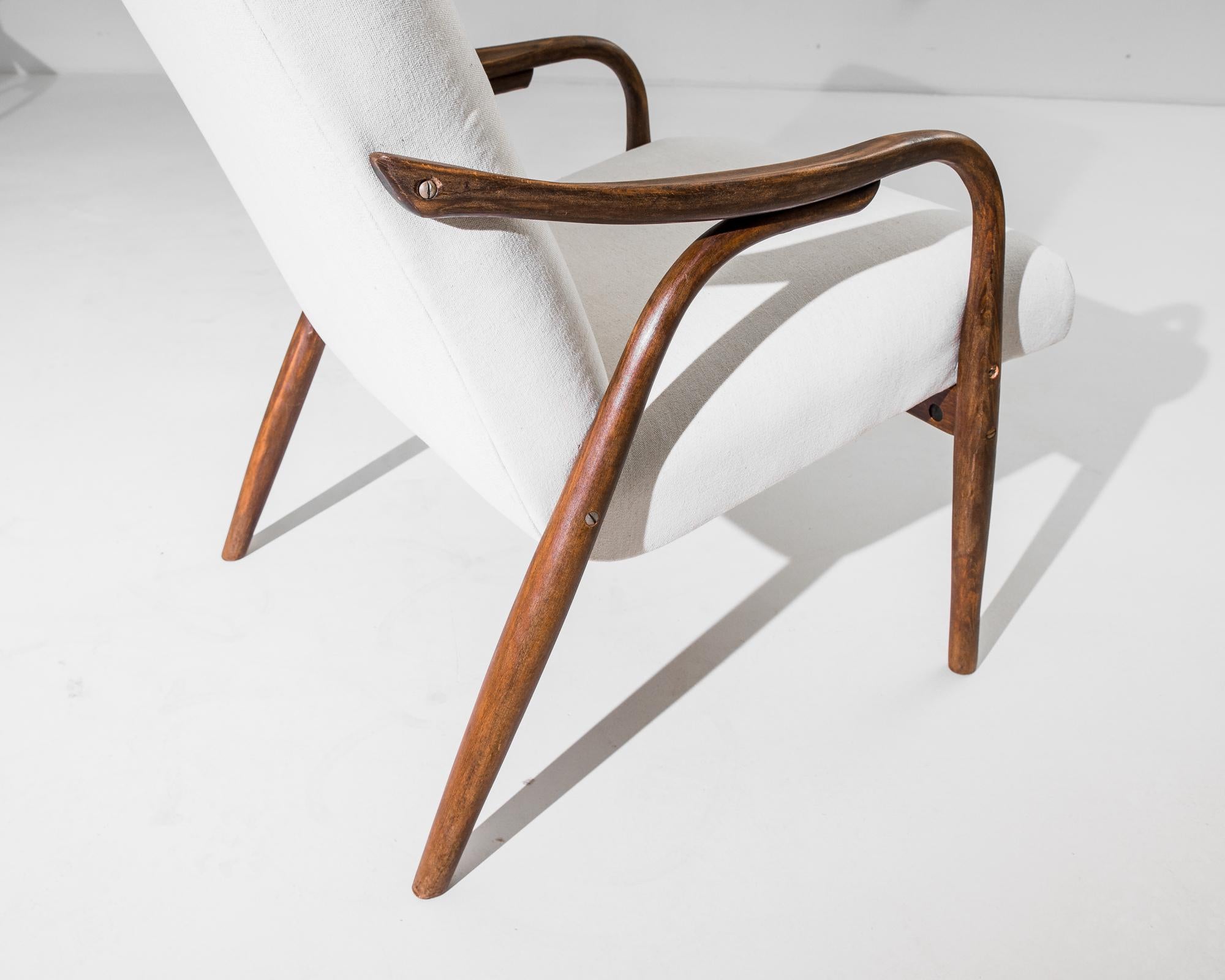 Upholstery 1960s Czech Wooden Armchairs, a Pair For Sale