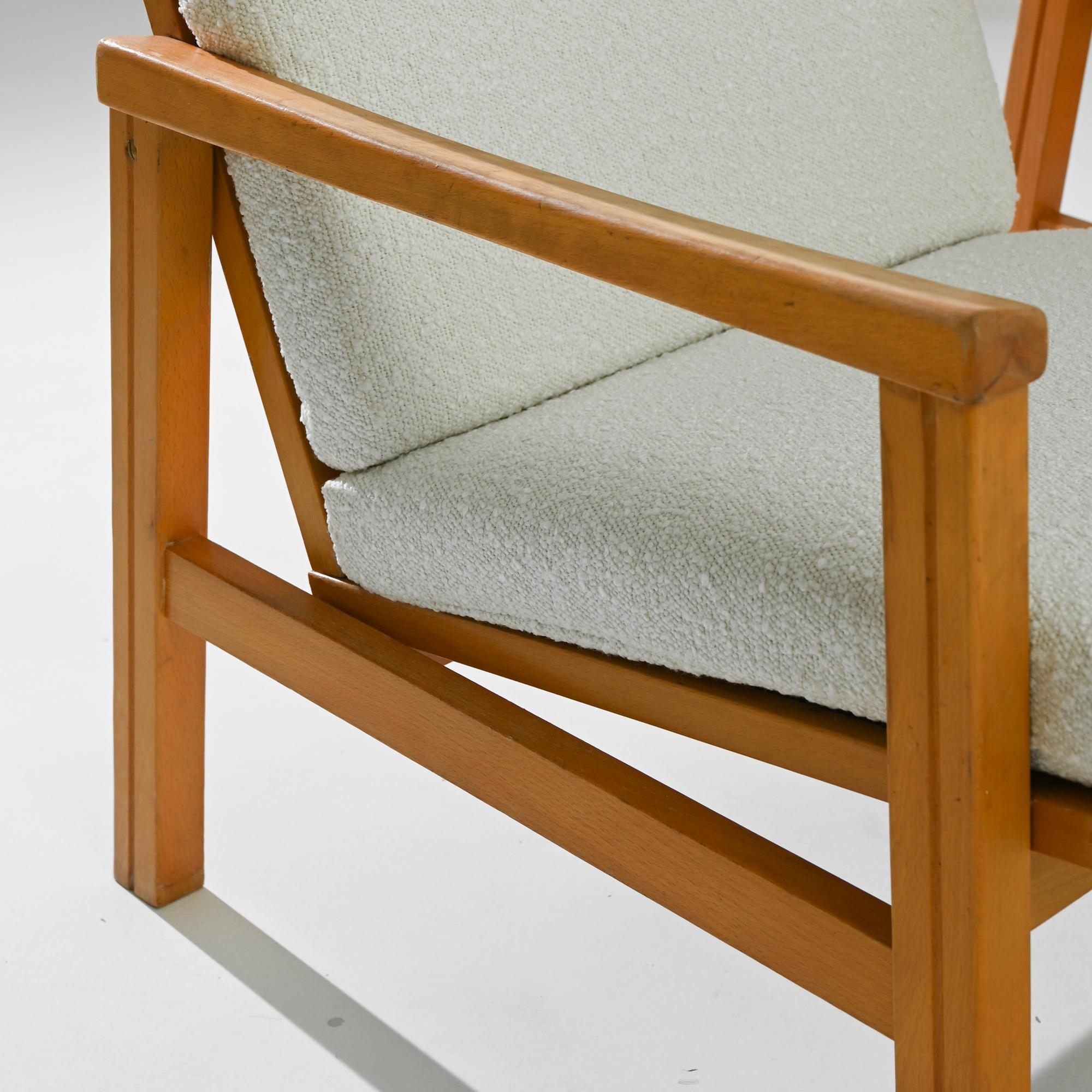 Upholstery 1960s Czech Wooden Armchairs, a Pair