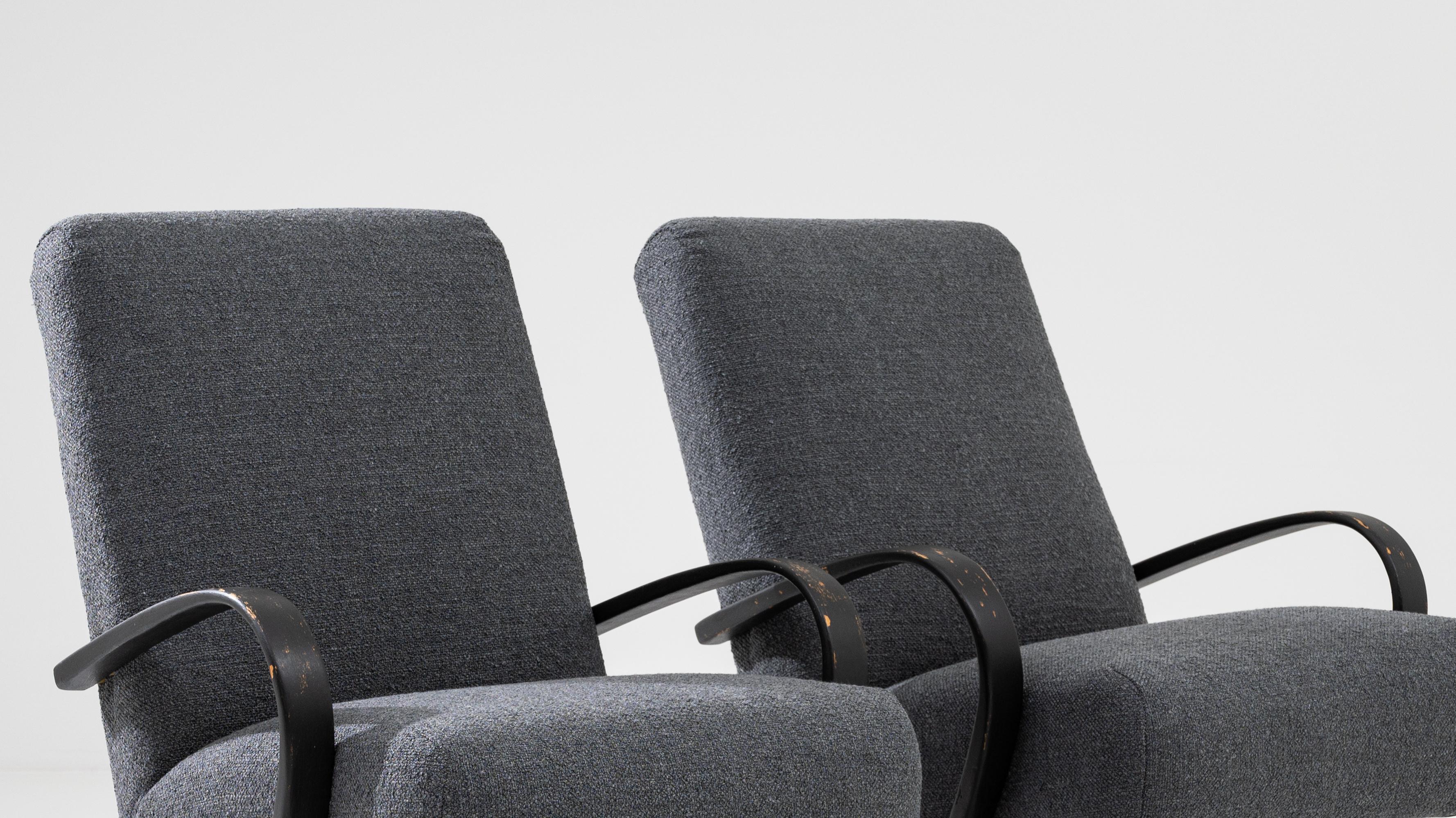 1960s Czech Wooden Armchairs by J. Halabala, a Pair For Sale 5
