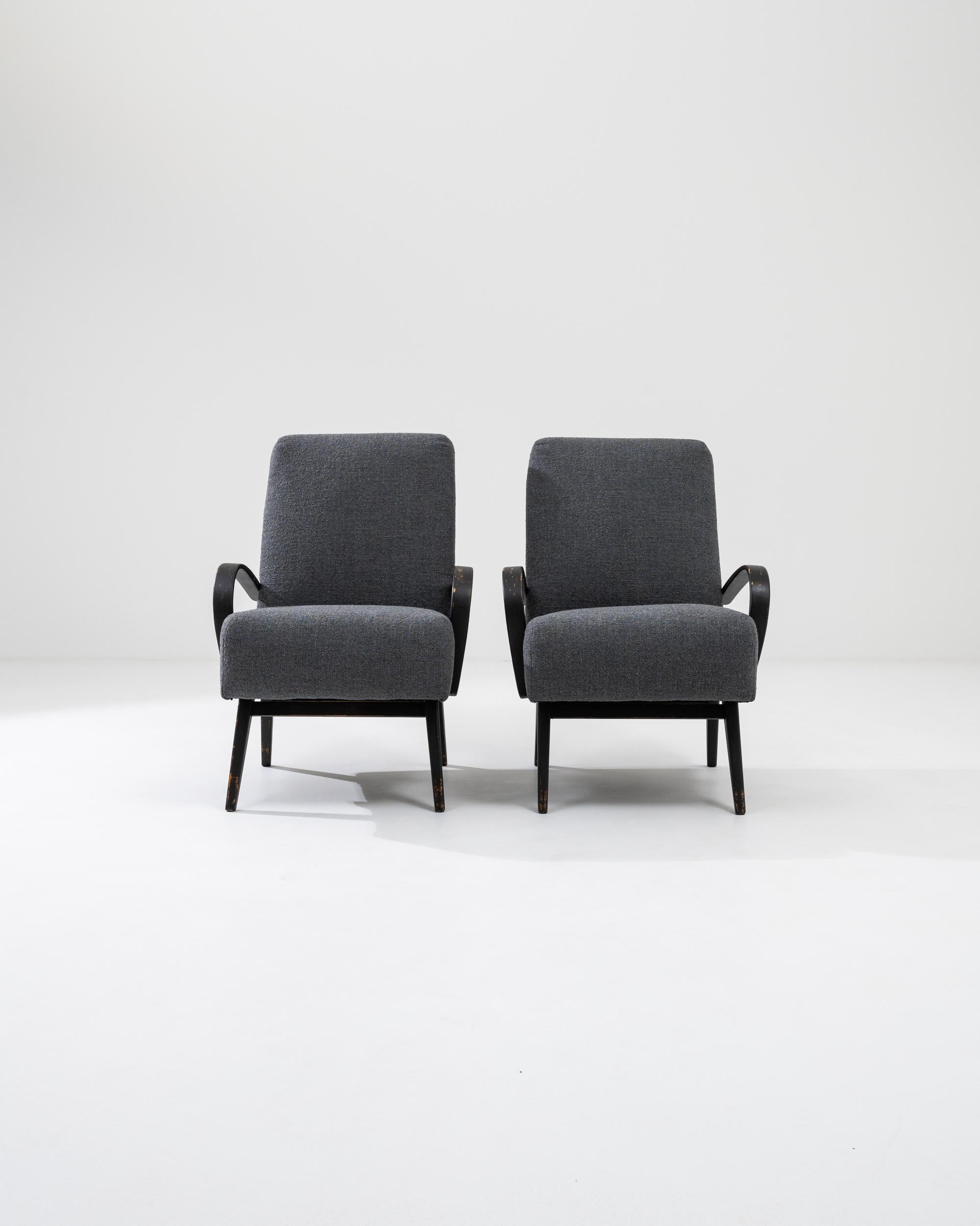 20th Century 1960s Czech Wooden Armchairs by J. Halabala, a Pair For Sale