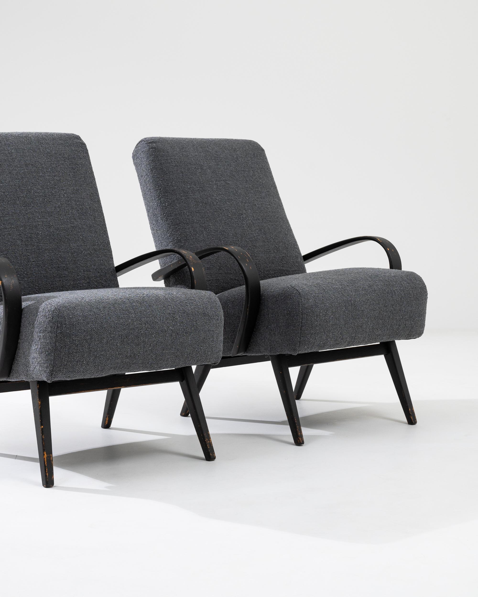 1960s Czech Wooden Armchairs by J. Halabala, a Pair For Sale 4