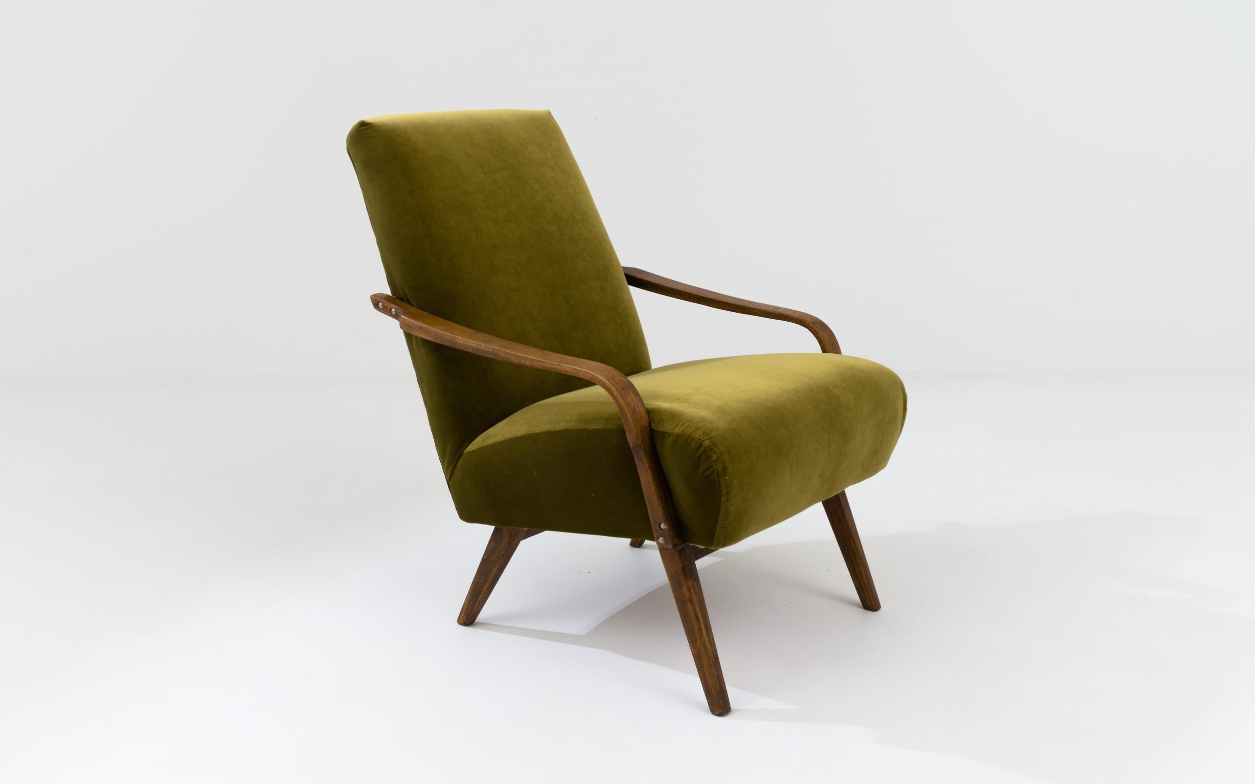1960s Czech Wooden Upholstered Armchair 4