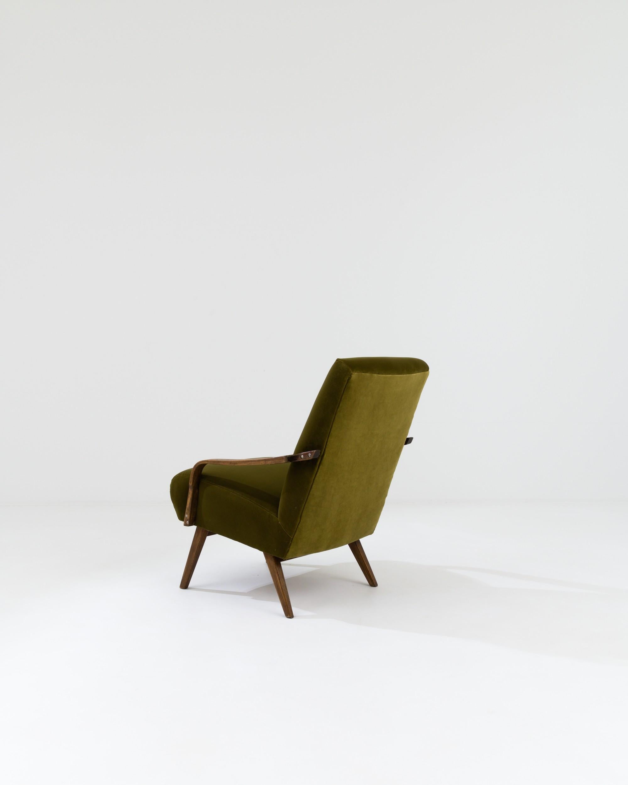 Mid-20th Century 1960s Czech Wooden Upholstered Armchair