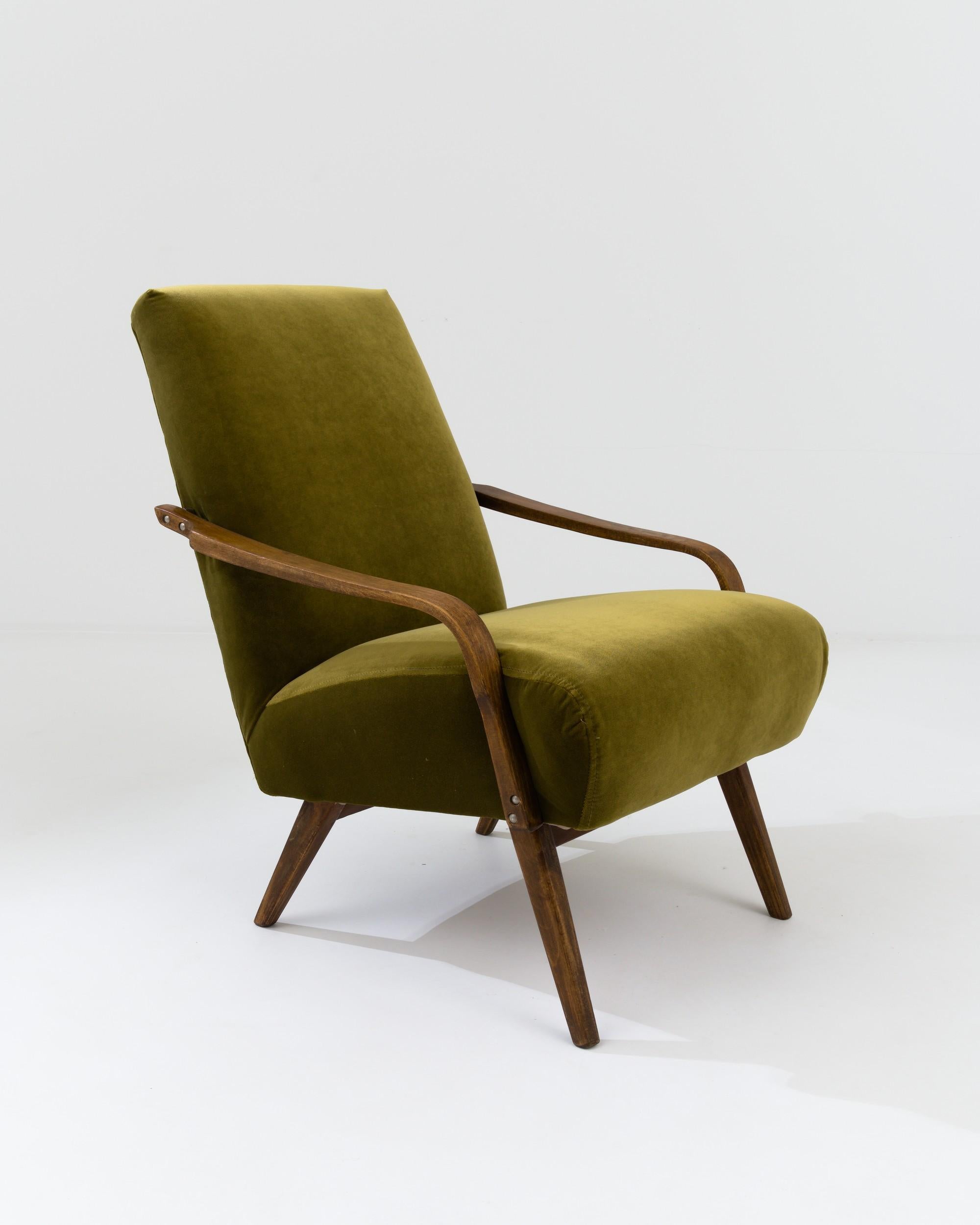 1960s Czech Wooden Upholstered Armchair 3