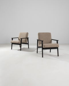 1960s Czech Wooden Upholstered Armchairs, Pair