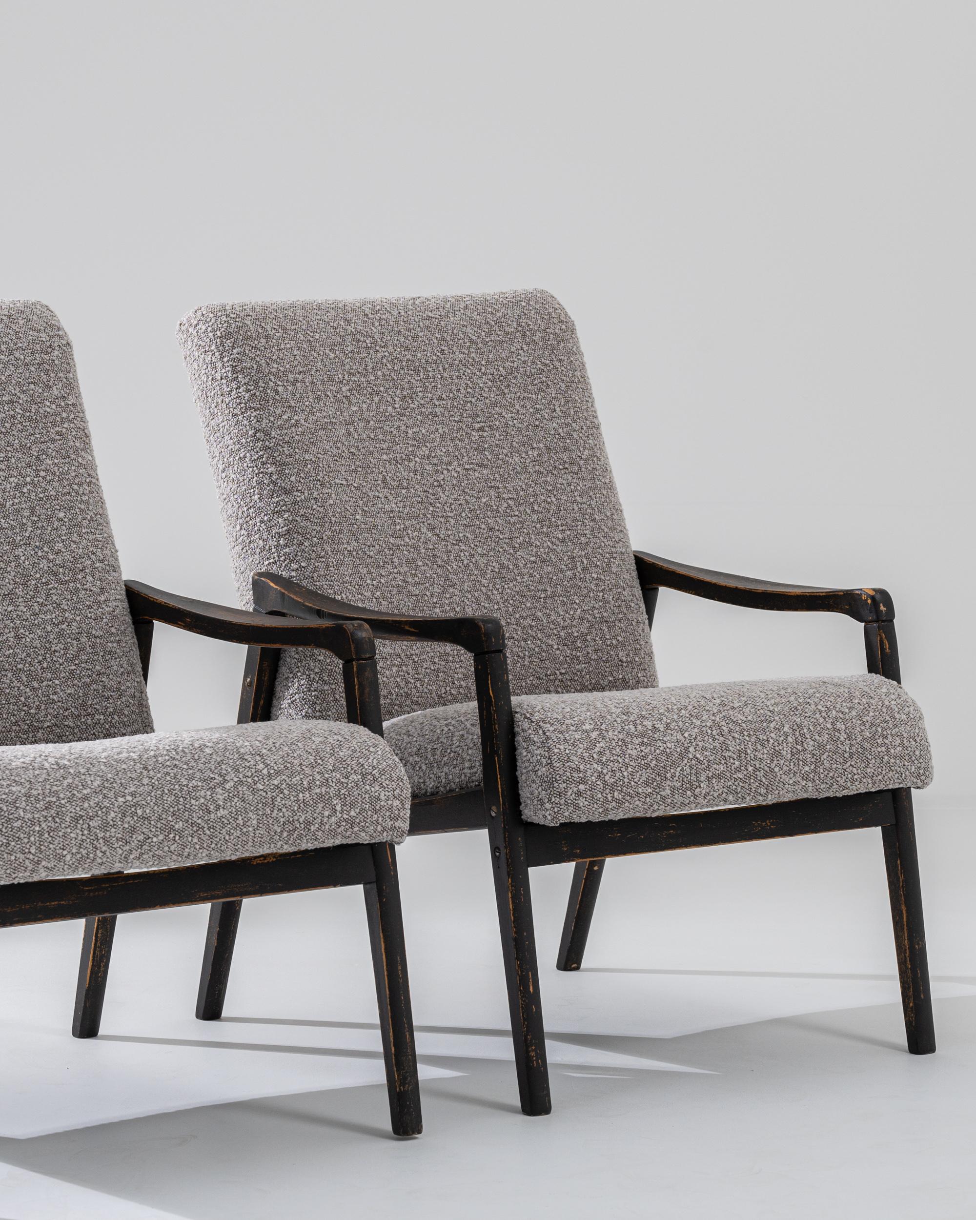 1960s Czech Wooden Upholstered Armchairs by J. Halabala, a Pair For Sale 3