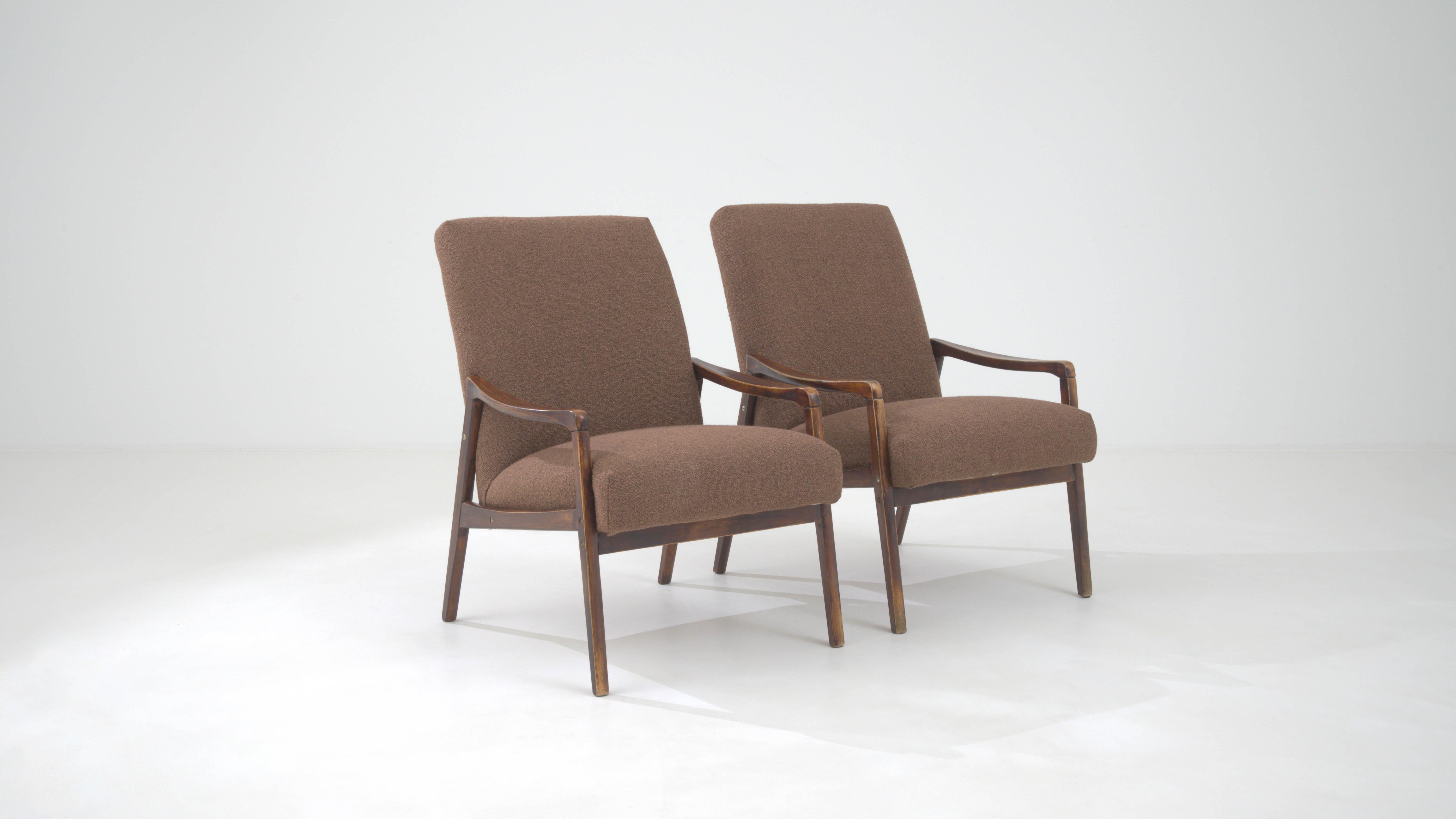 1960s Czechia Upholstered Armchairs, a Pair For Sale 5