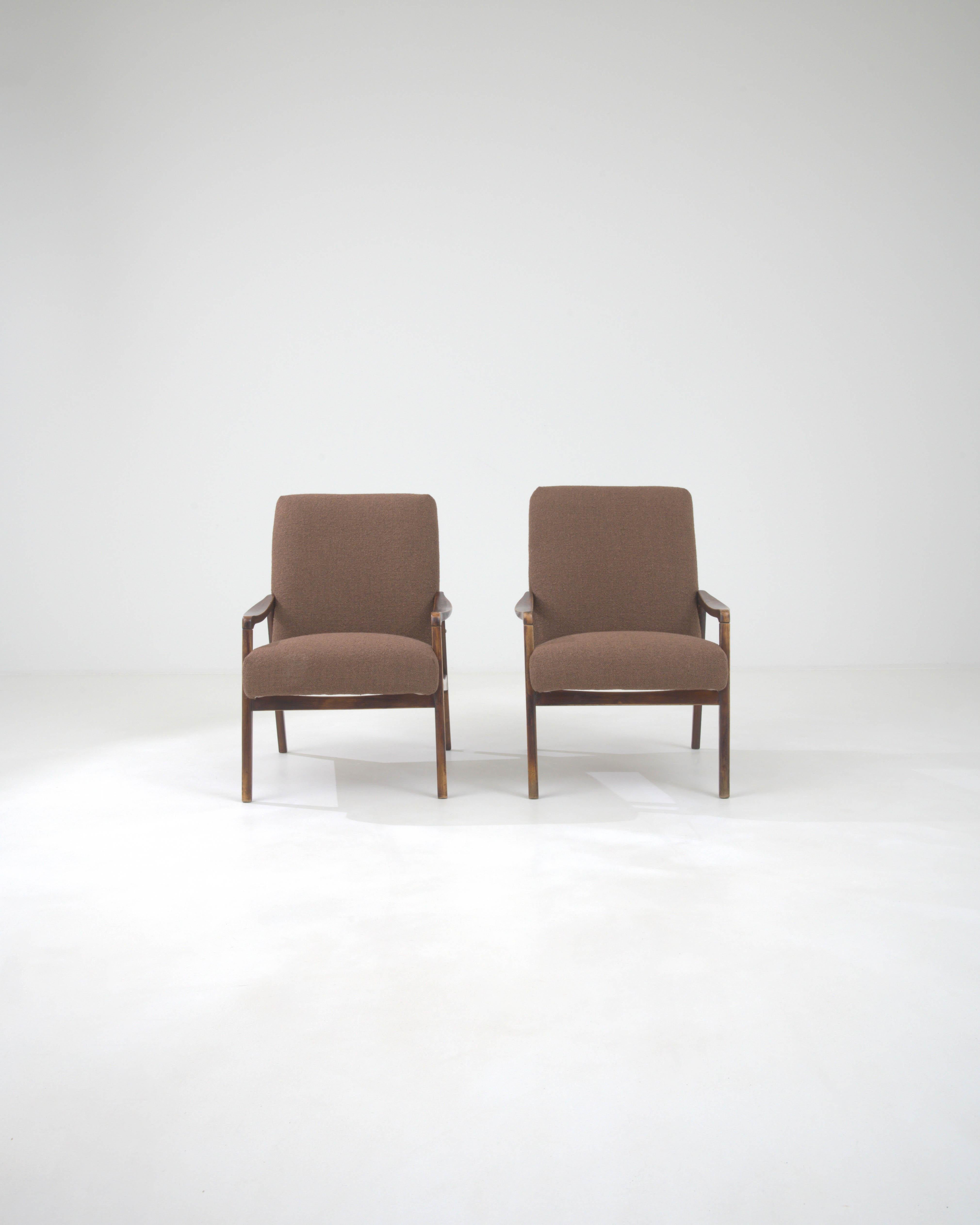 20th Century 1960s Czechia Upholstered Armchairs, a Pair For Sale