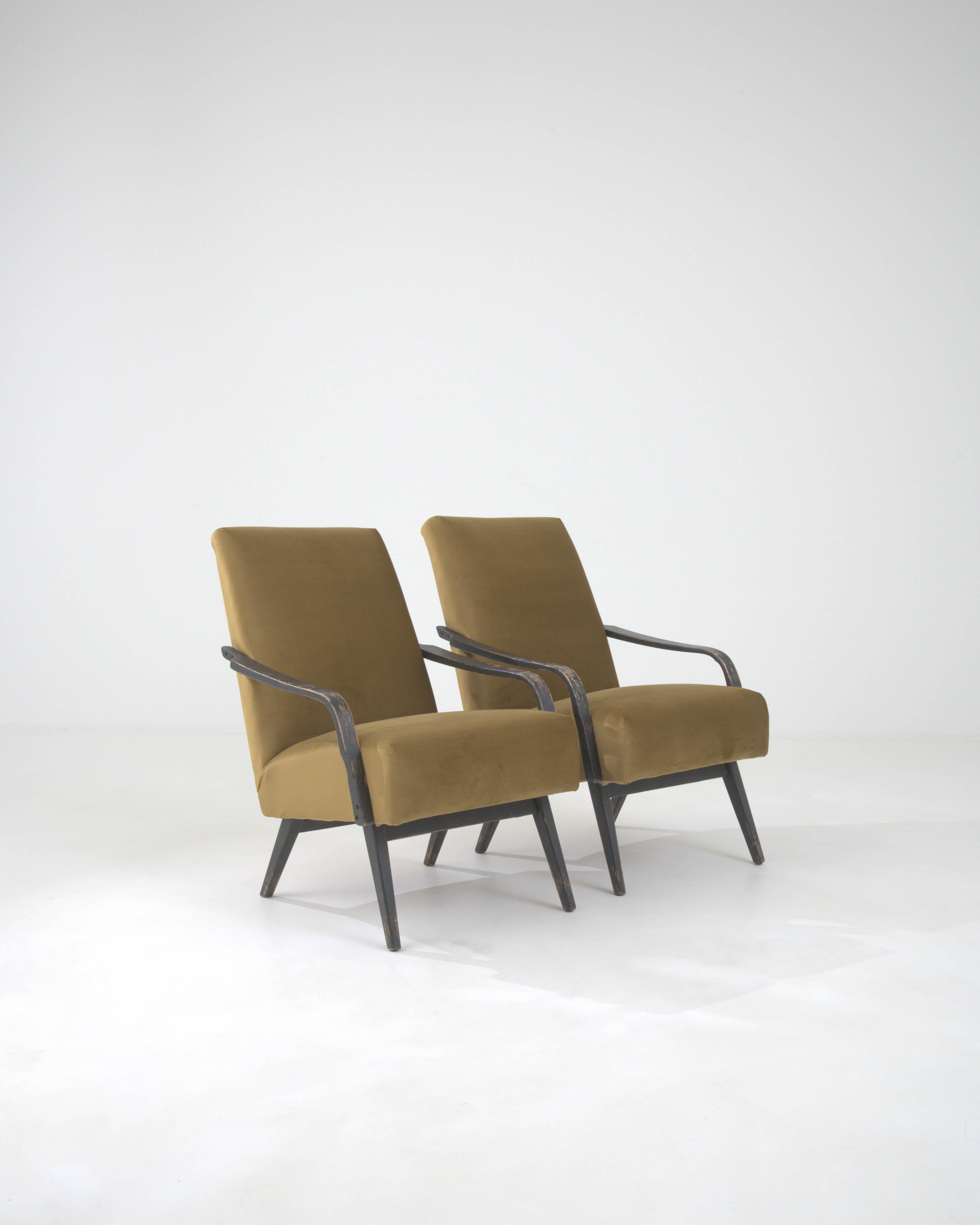 1960s Czechia Upholstered Armchairs, a Pair 4