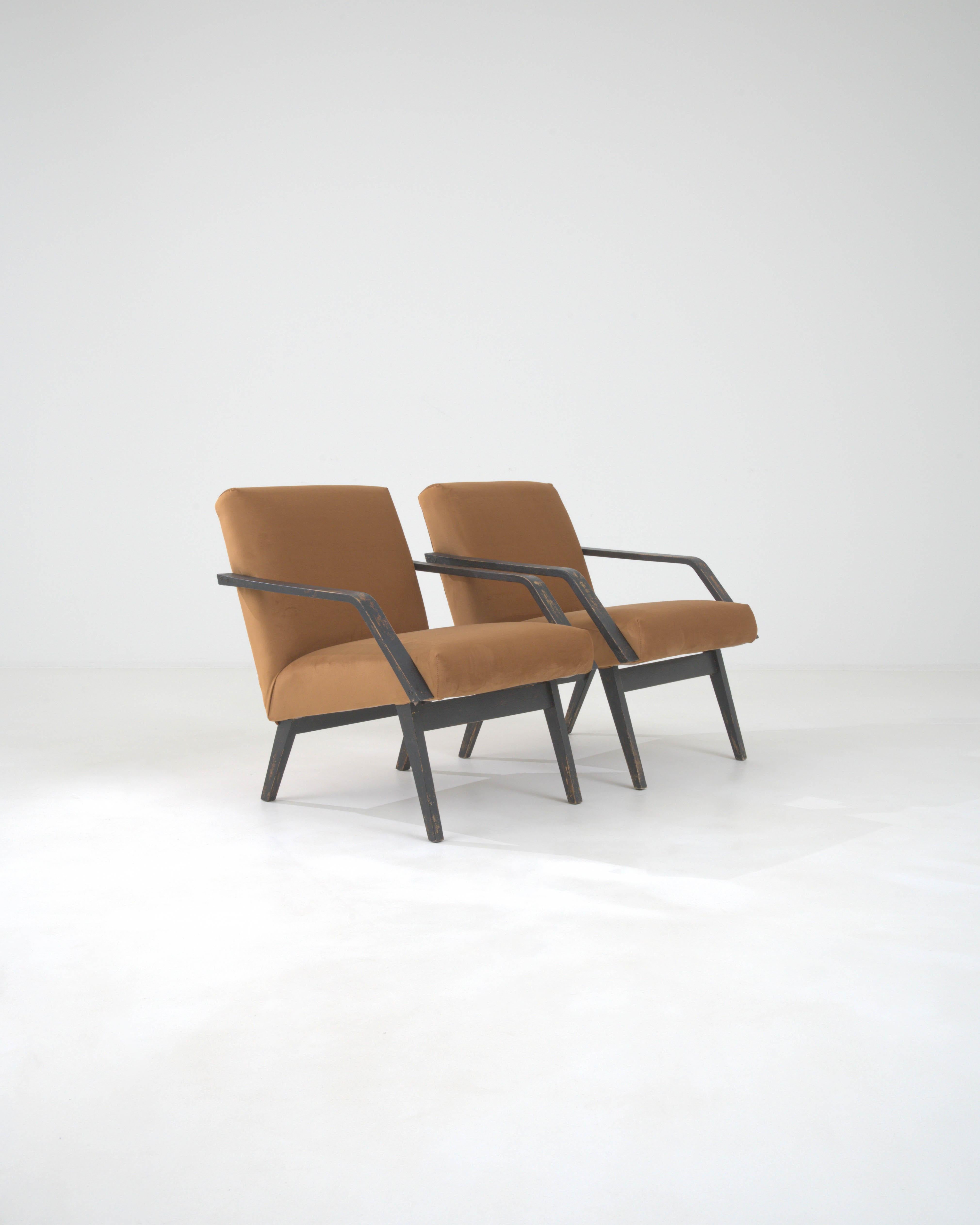 1960s Czechia Upholstered Armchairs, a Pair For Sale 4