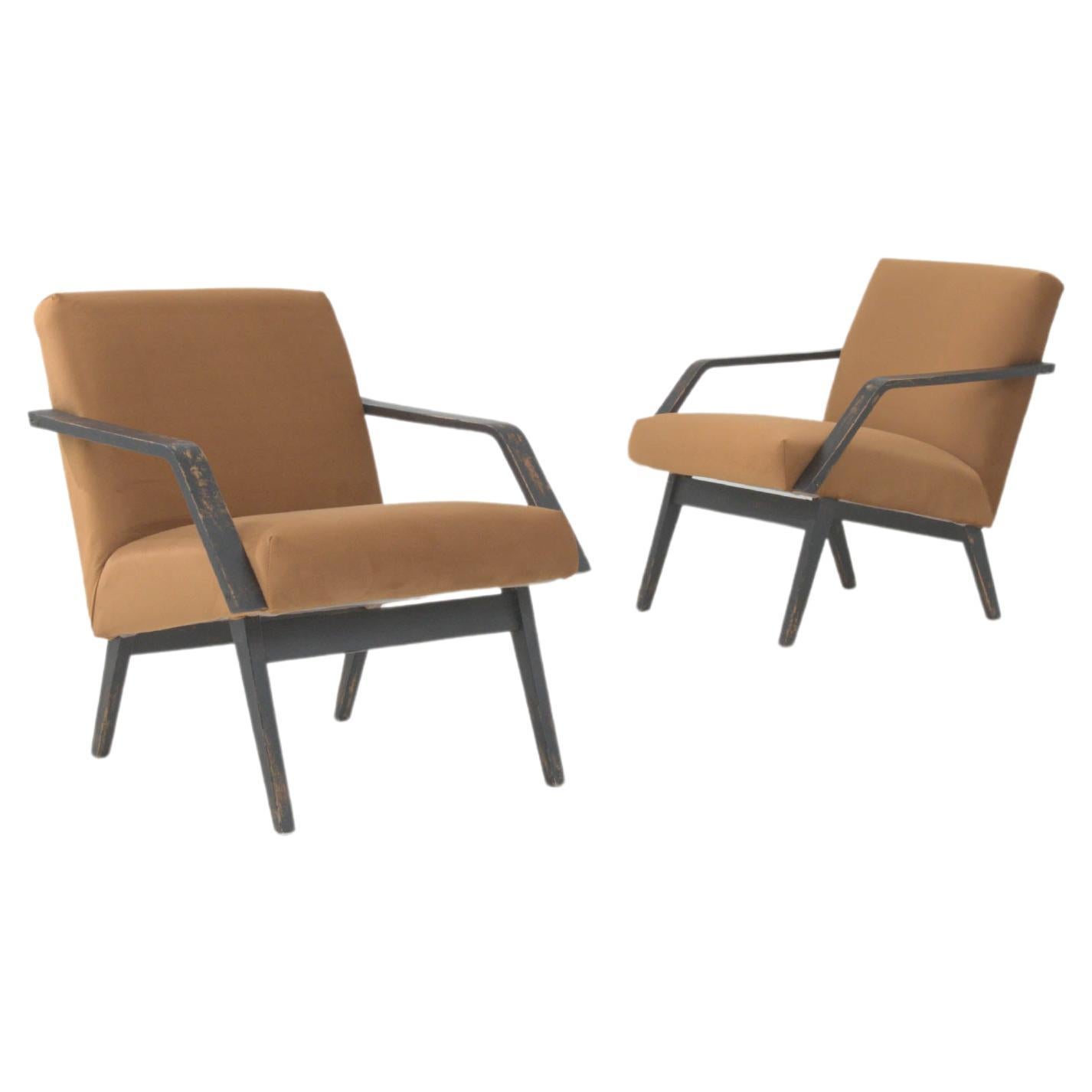 1960s Czechia Upholstered Armchairs, a Pair For Sale
