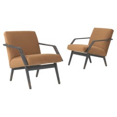 Retro 1960s Czechia Upholstered Armchairs, a Pair