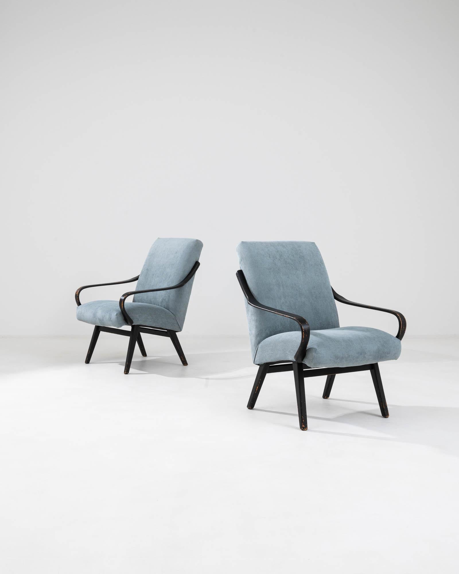 Mid-Century Modern 1960s Czechia Upholstered Armchairs By TON, a Pair For Sale