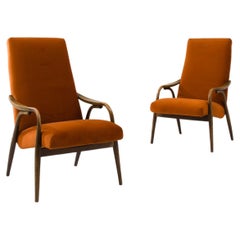 1960s Czechia Upholstered Armchairs by Ton, a Pair