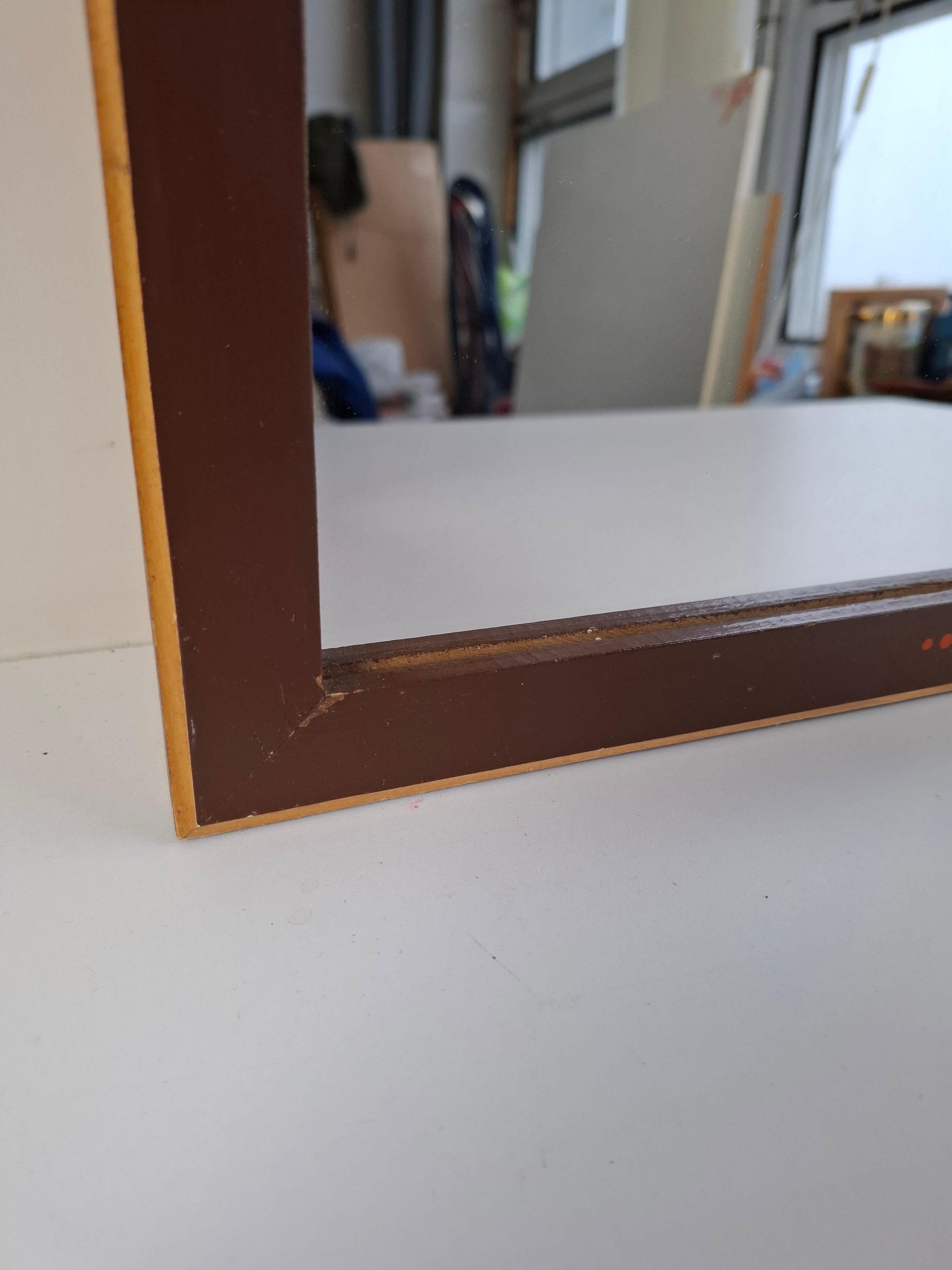 Miroir en bois tchécoslovaque du milieu du siècle 1960 avec cadre graphique en vente 4
