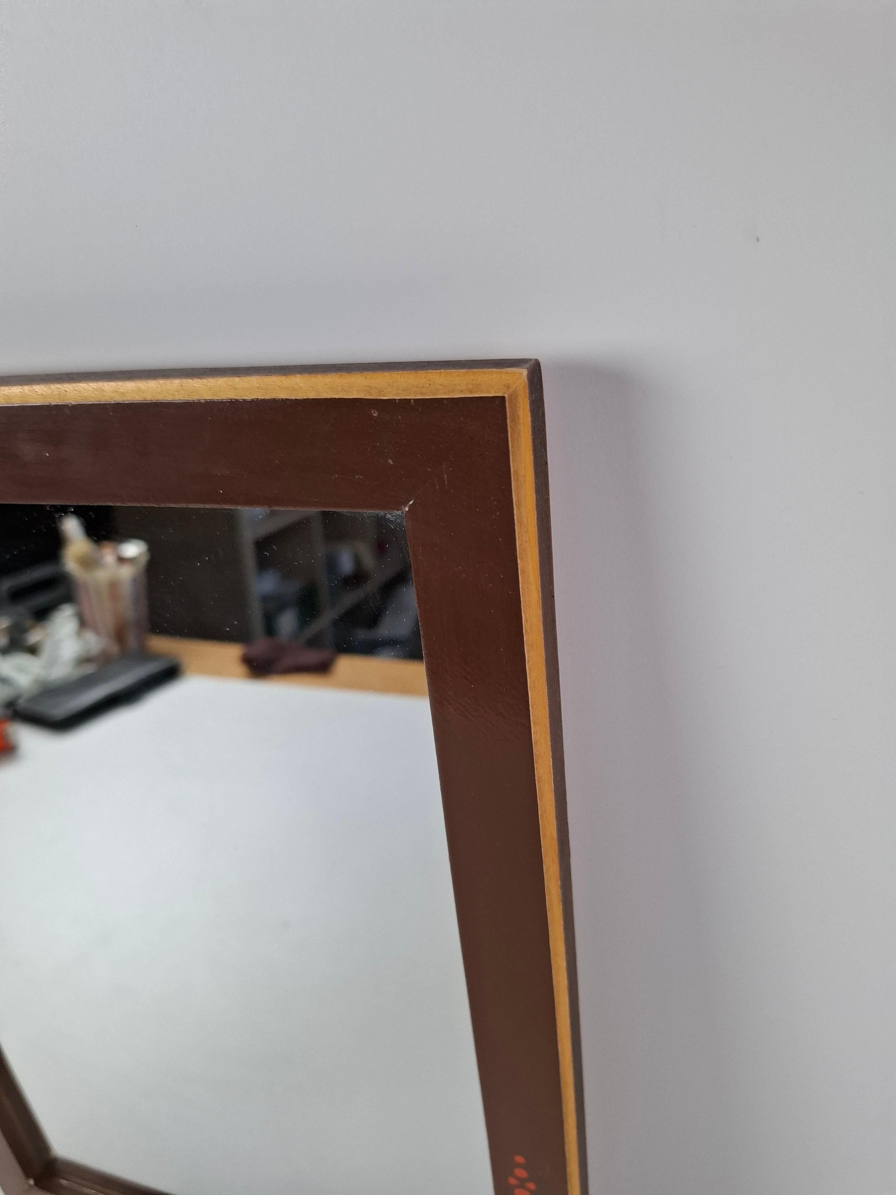 Miroir en bois tchécoslovaque du milieu du siècle 1960 avec cadre graphique en vente 6