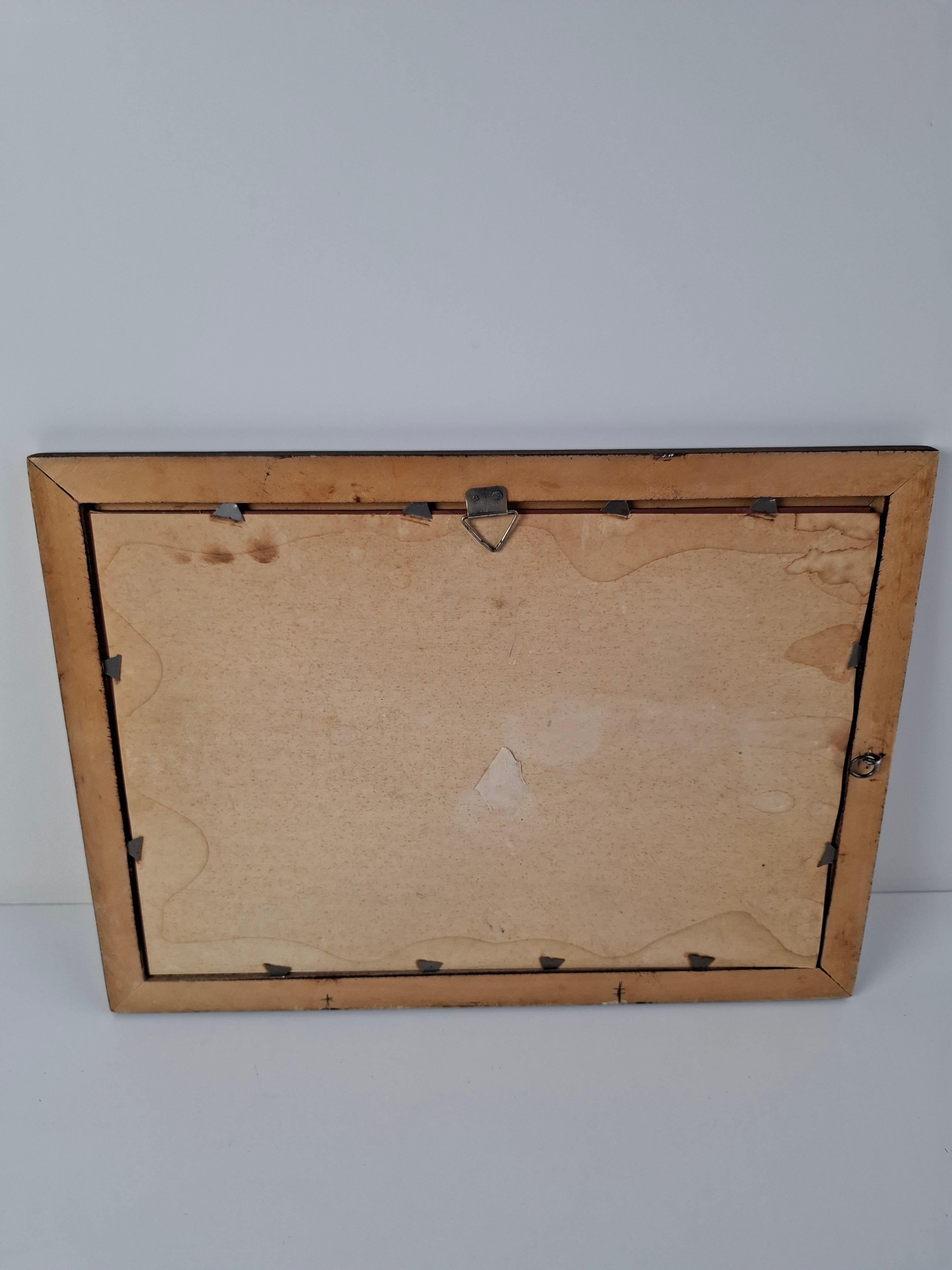 Miroir en bois tchécoslovaque du milieu du siècle 1960 avec cadre graphique en vente 1