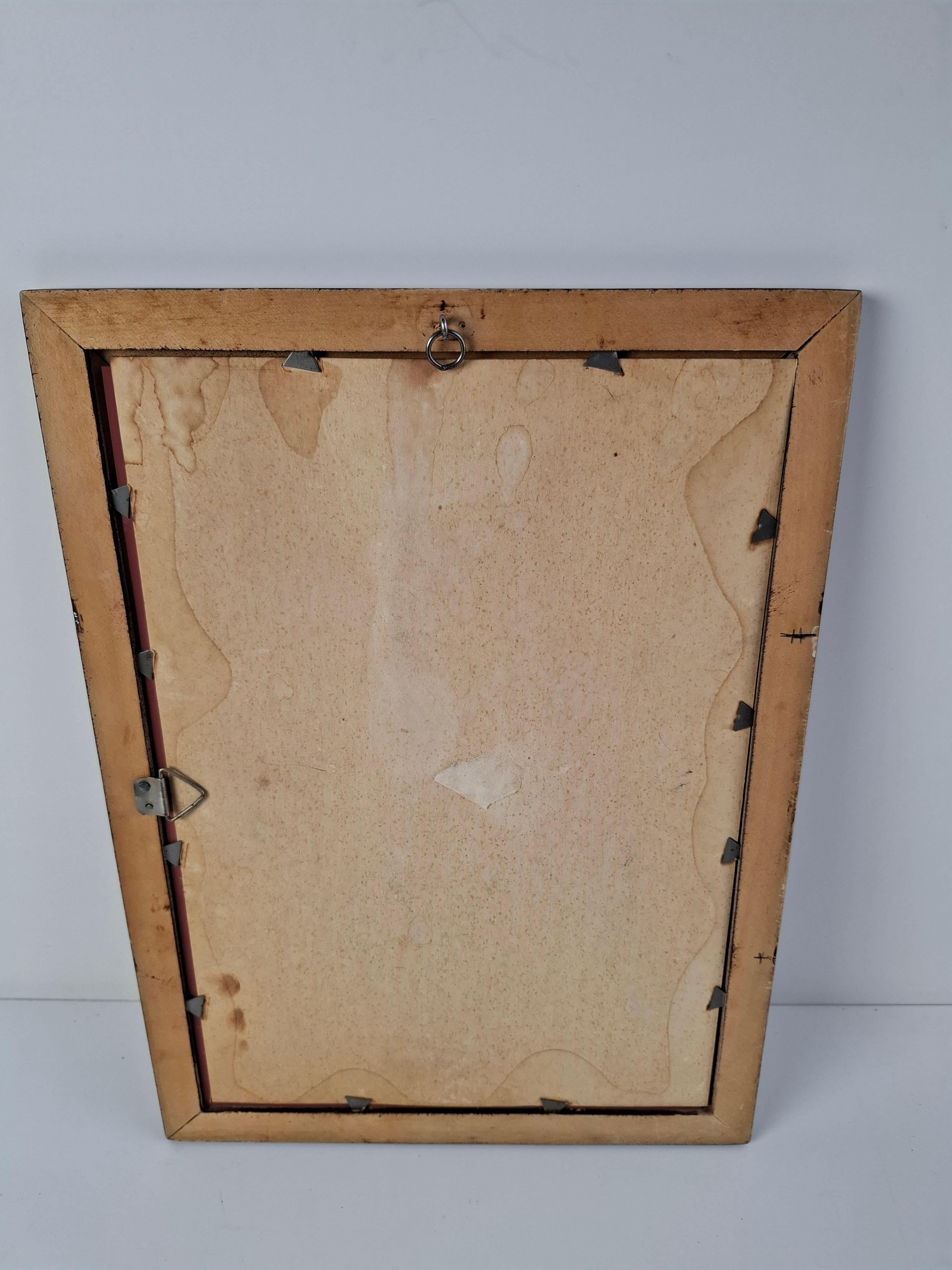 Miroir en bois tchécoslovaque du milieu du siècle 1960 avec cadre graphique en vente 2