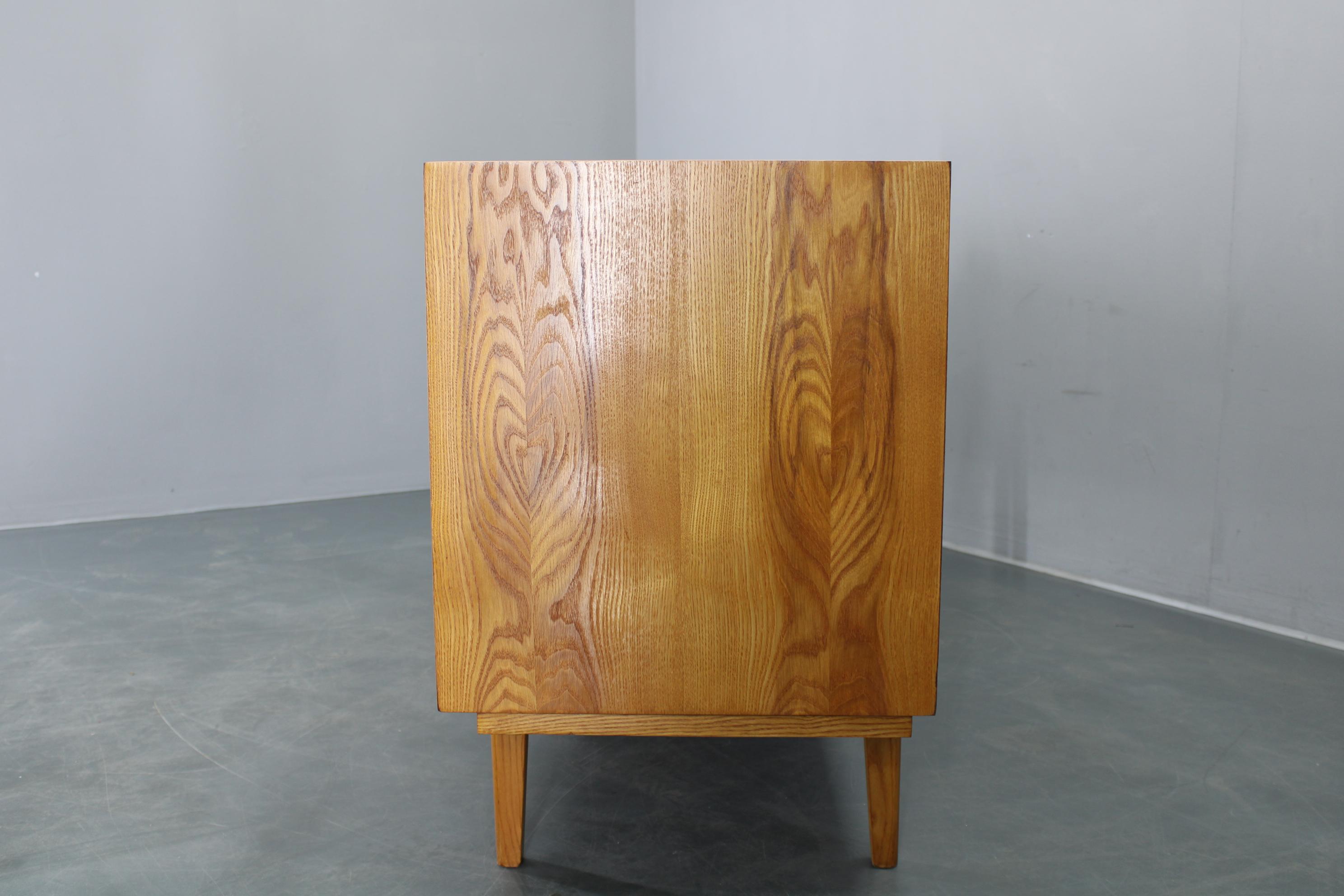 Wood 1960s Czechoslovakian Maple Veneer Sideboard, High Gloss Finish For Sale