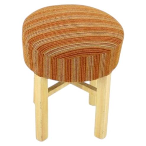 1960s Czechoslovakian Mid-Century Round Tabouret Stool in Striped Fabric For Sale