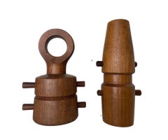 1960s Danish Modern Carved Teak Pepper Grinder Set by Jens Quistgaard