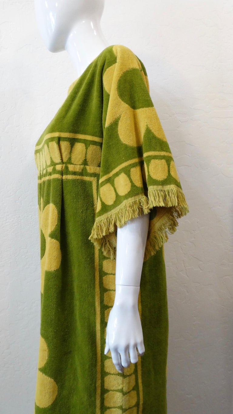 1960s Daisy Towel Maxi Dress at 1stDibs