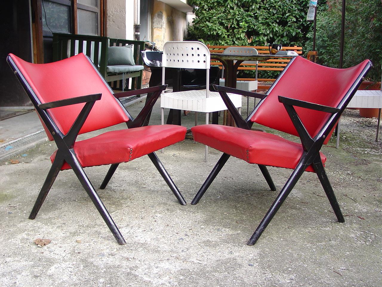 Mid-Century Modern 1960s Dal Vera Design Amnesne Italie - Ensemble de 2 chaises à accoudoirs en vente