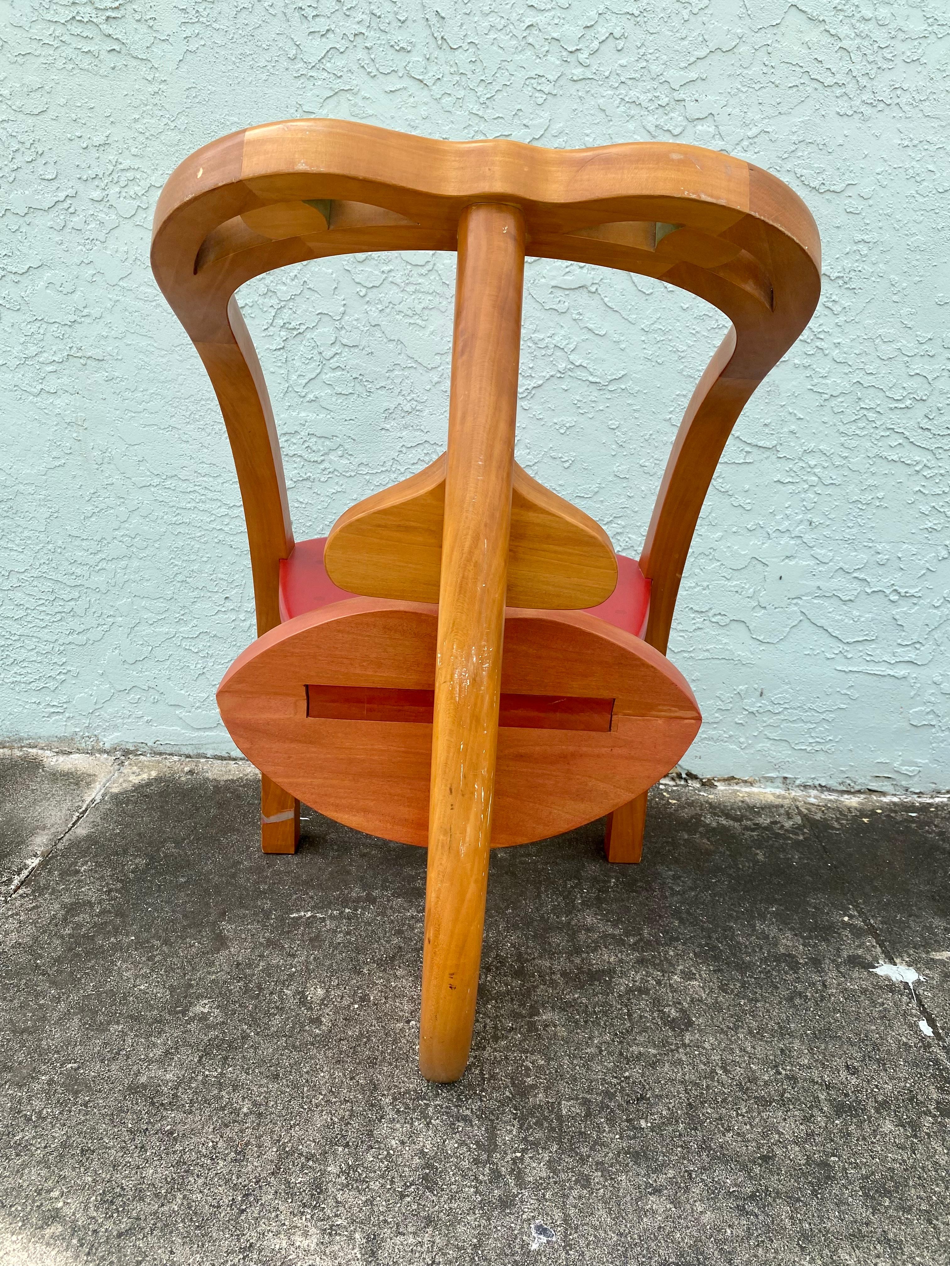 1960s Dali Style Artistic Sculptural Wood Figural Faces Folk Art Chair, Set of 2 For Sale 10