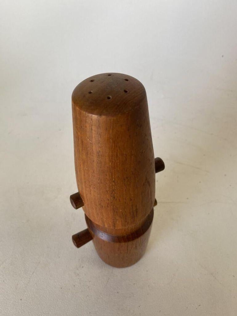 1960s Danish Modern Carved Teak Pepper Grinder Set by Jens Quistgaard For Sale 2