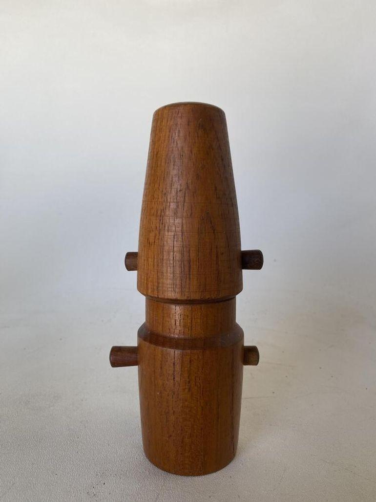 1960s Danish Modern Carved Teak Pepper Grinder Set by Jens Quistgaard For Sale 3