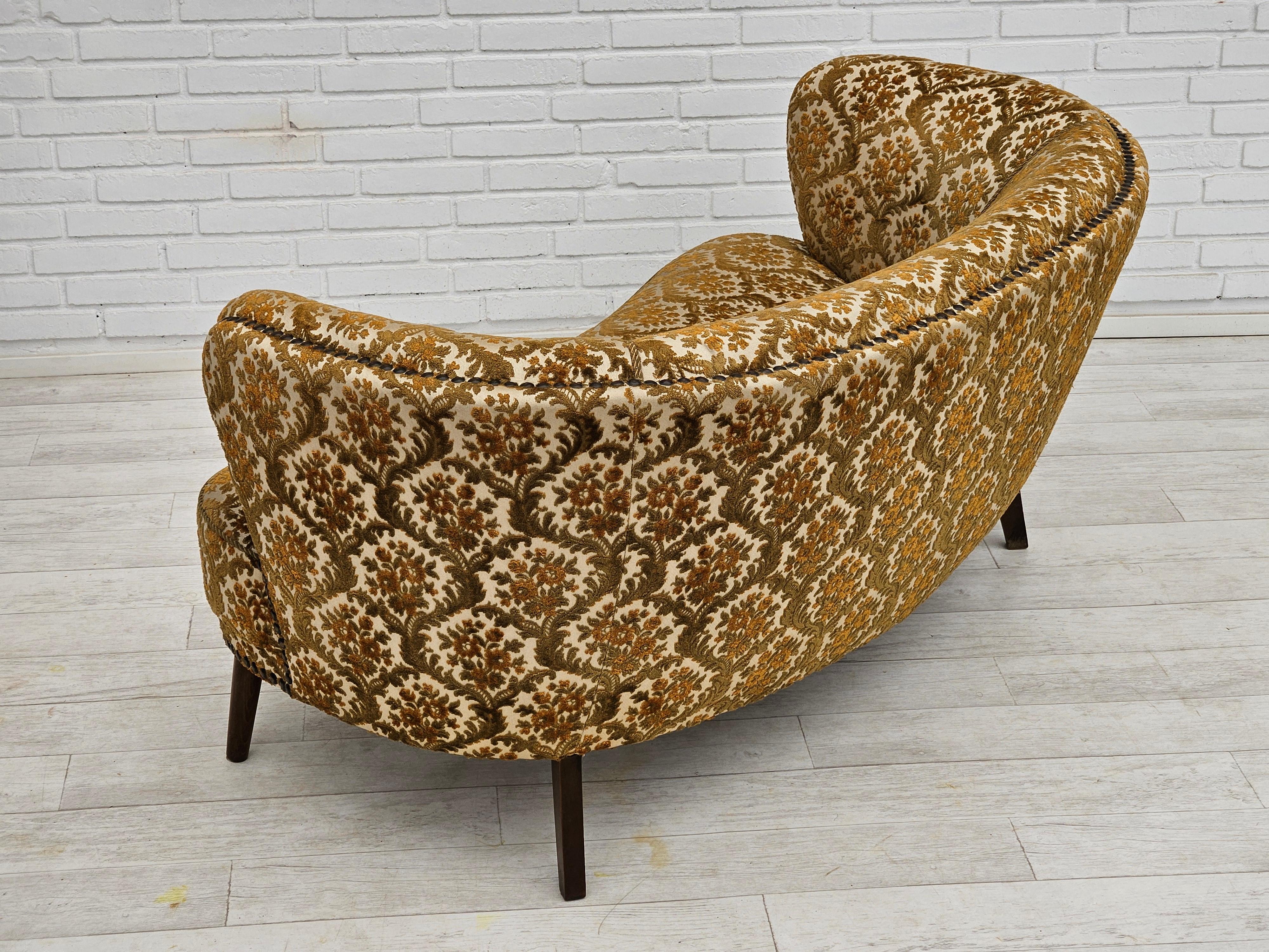Tissu Années 1960, canapé danoisanana à 2 places, état d'origine, tissu de meuble en vente